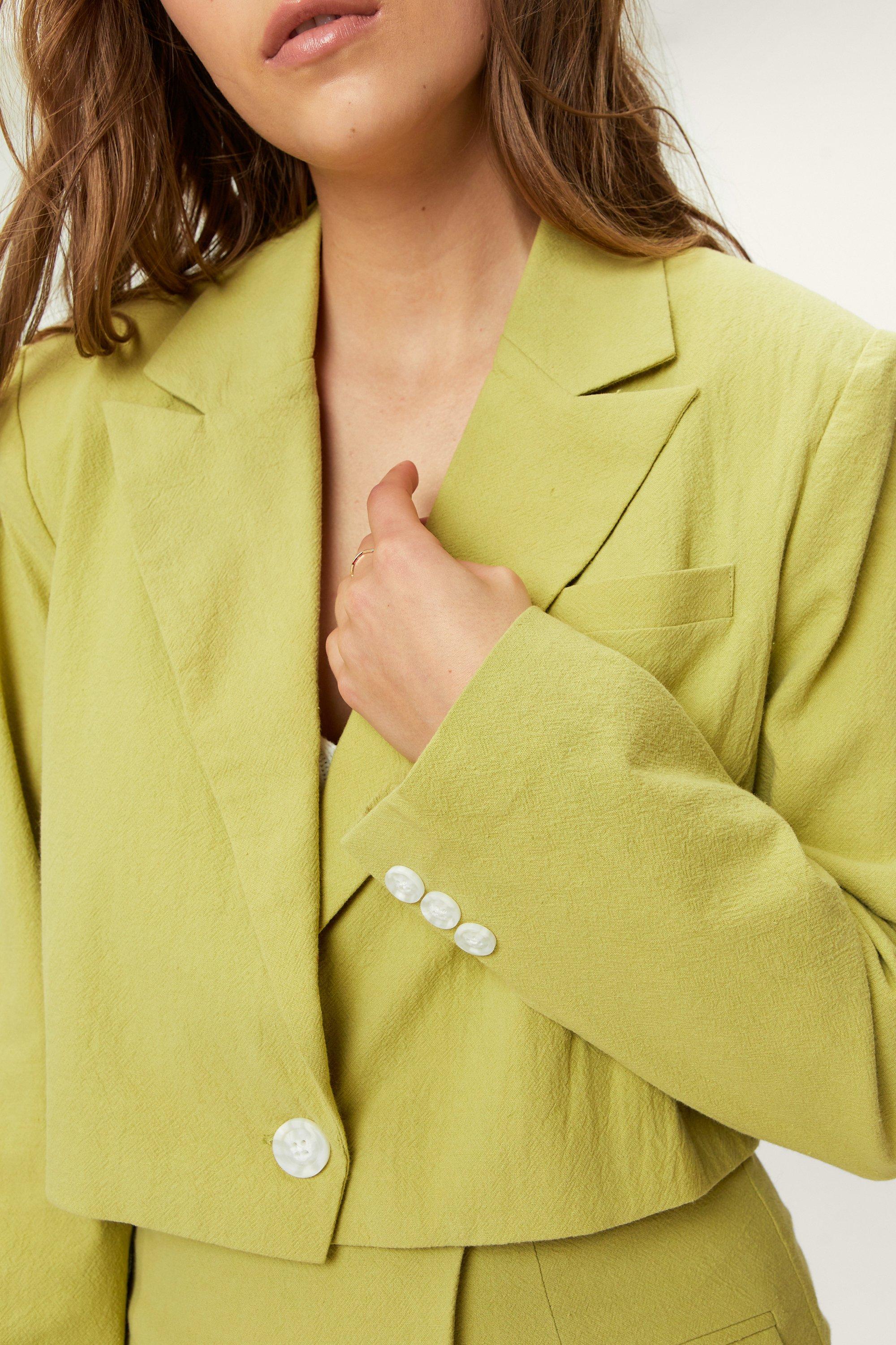 Blazer Court En Coton - Vert - 34, Vert