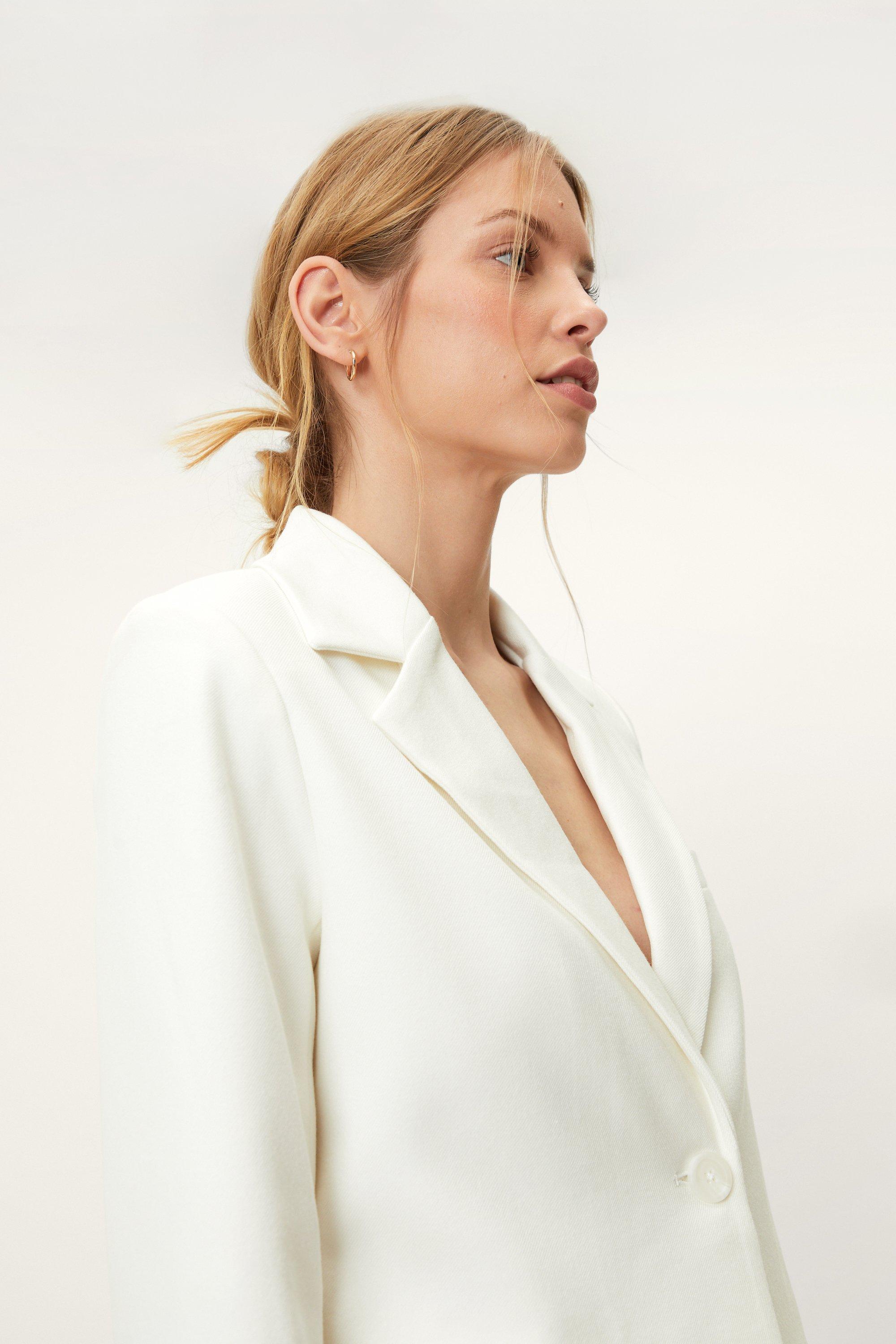 Blazer Court À Bouton - Blanc - 36, Blanc