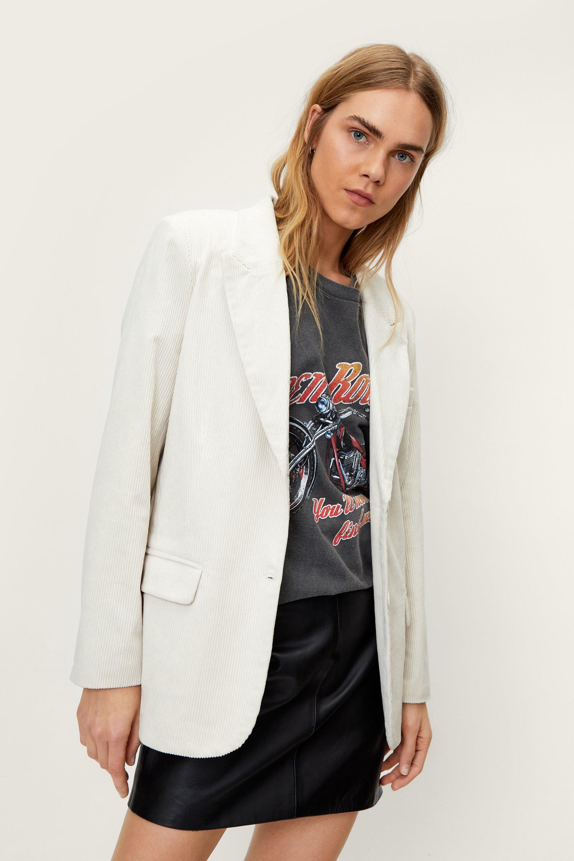 Blazer Croisé En Velours Côtelé - Crème - 32, Crème