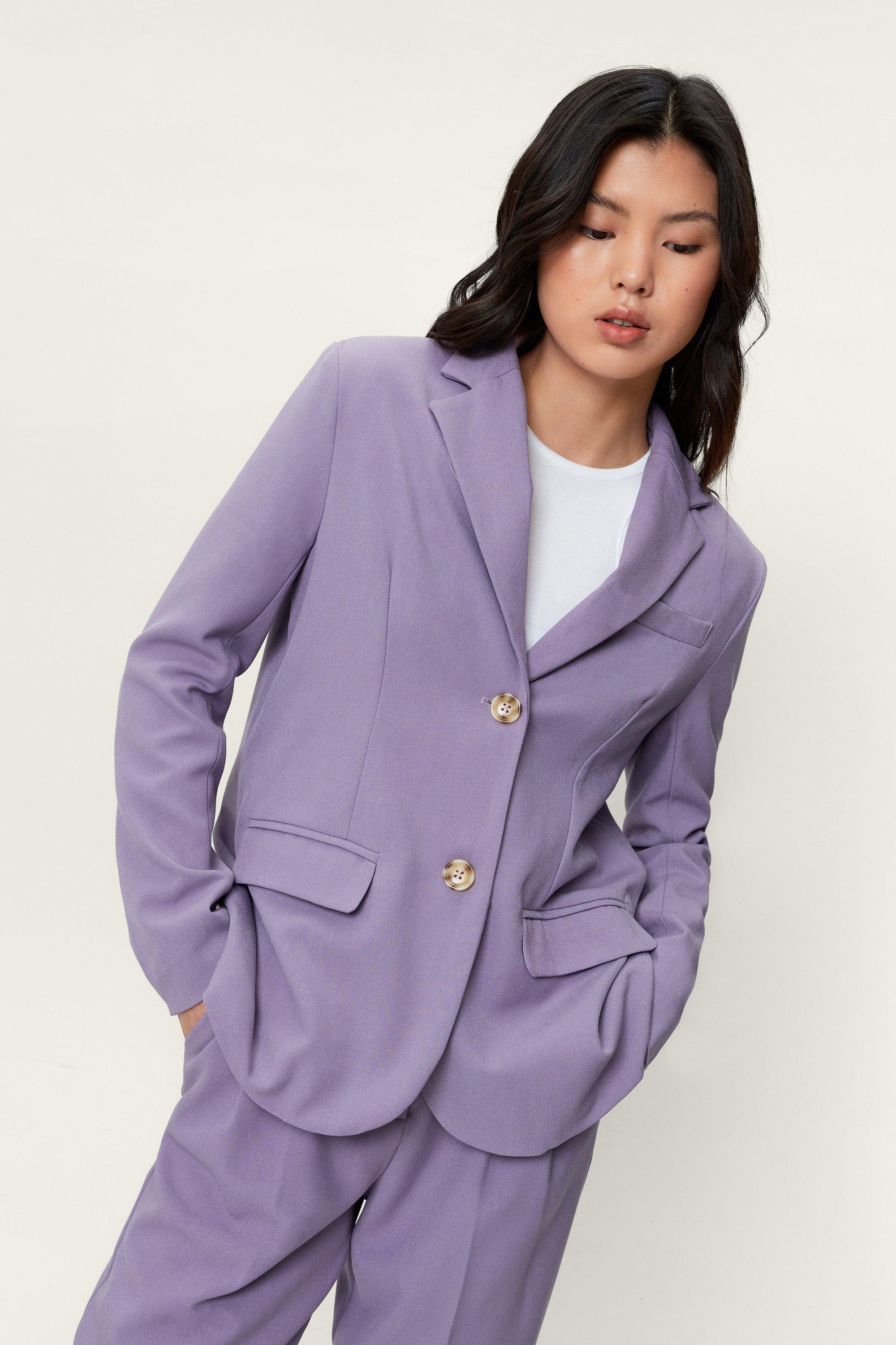 Blazer Court Ajusté En Tissu - Violet - 38, Violet