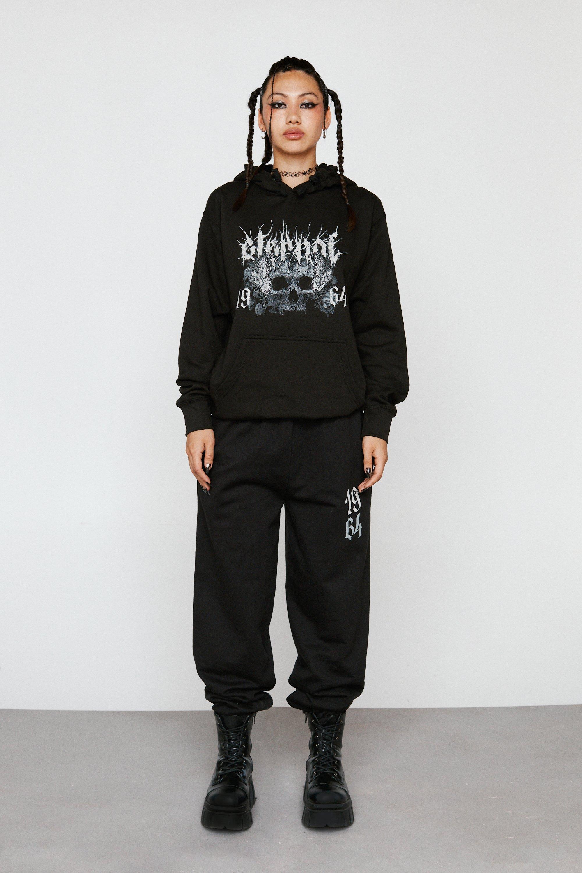 Ensemble Sweat À Capuche Et Jogging À Imprimé Tête De Mort - Noir - S, Noir