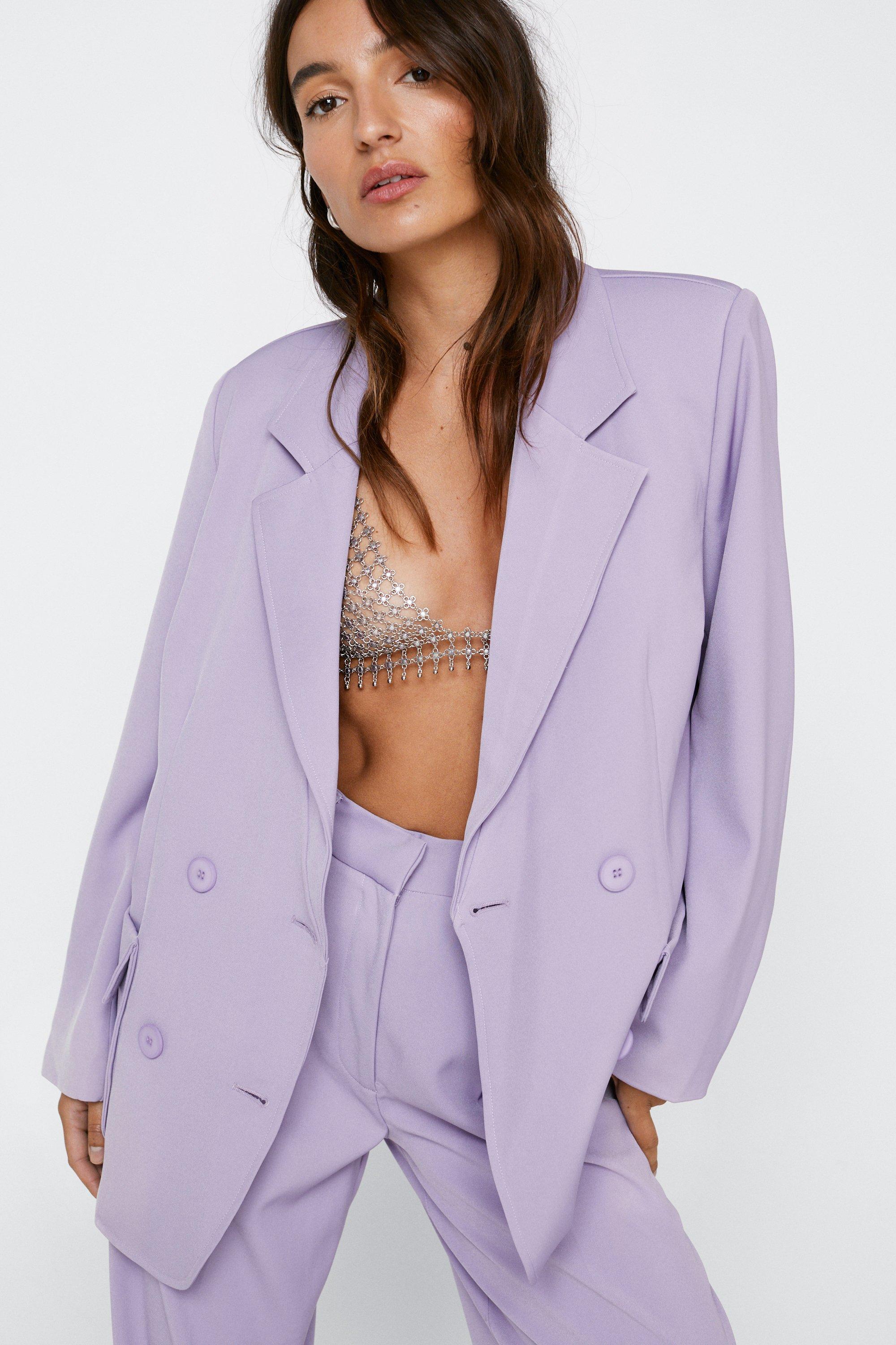 Petite - Veste De Tailleur À Double Boutonnage - Violet - 32, Violet
