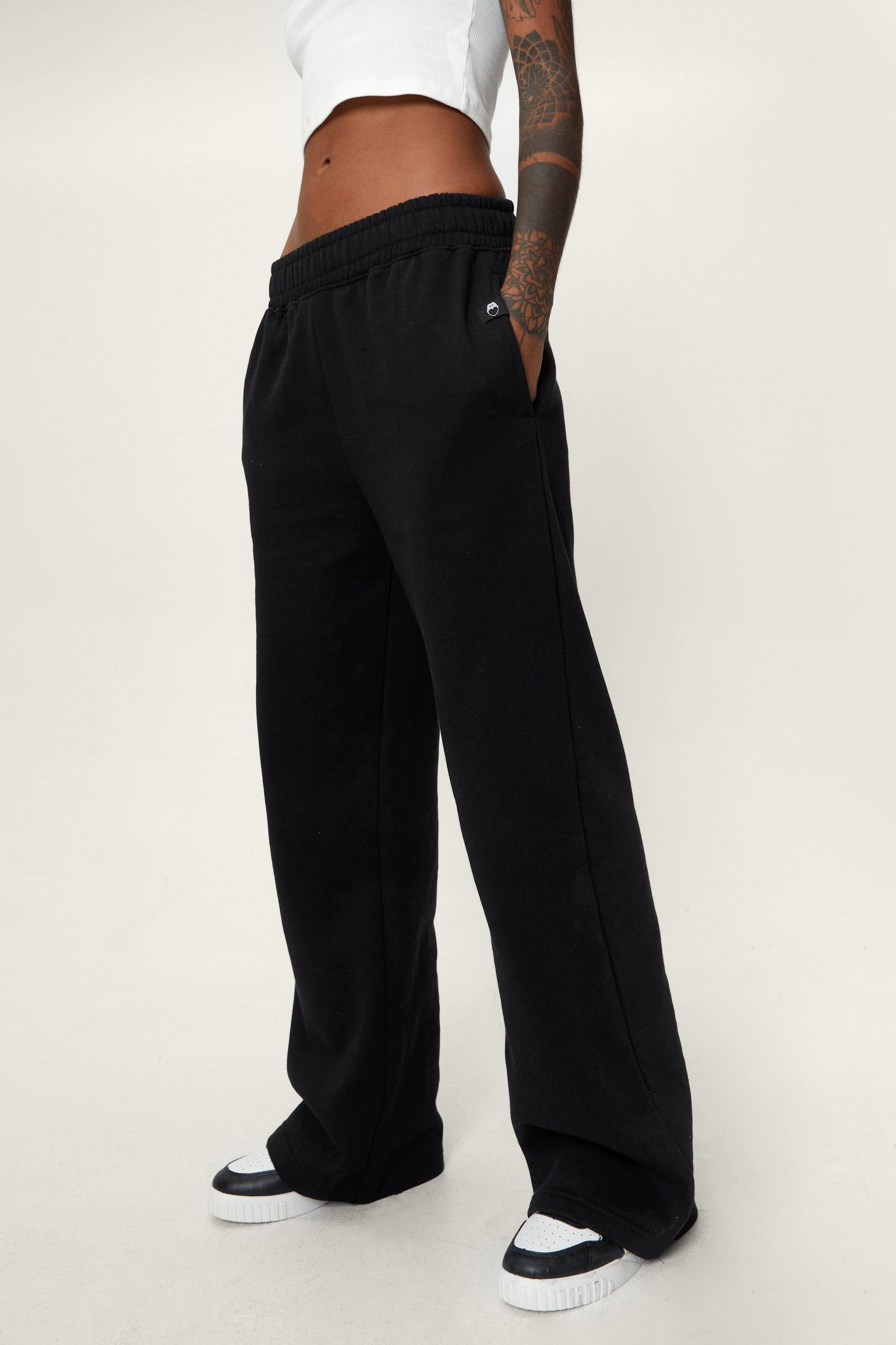 Tab Detail Wide Leg Jogger - Noir - 6, Noir