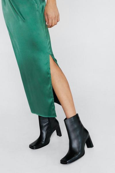 Leather Square Toe Ankle Boots