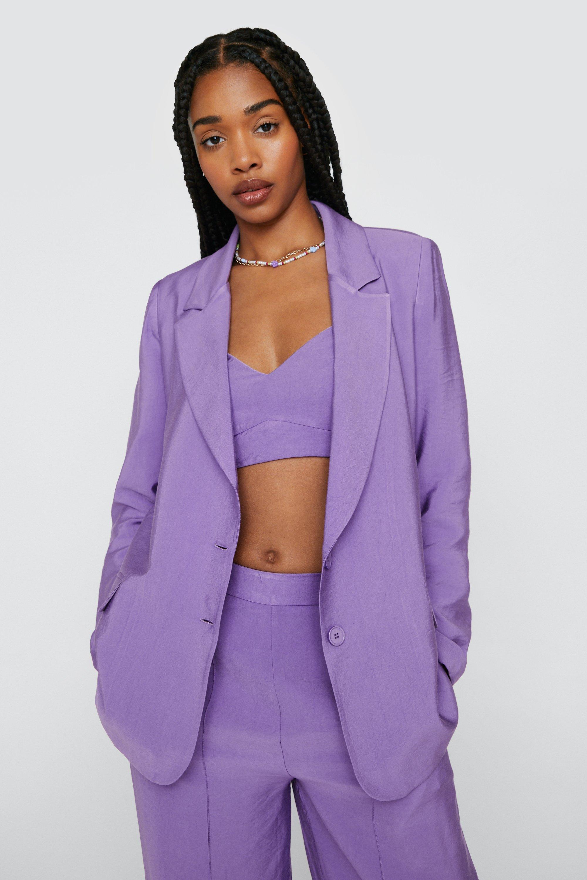 Veste De Costume Texturée - Violet - 32, Violet