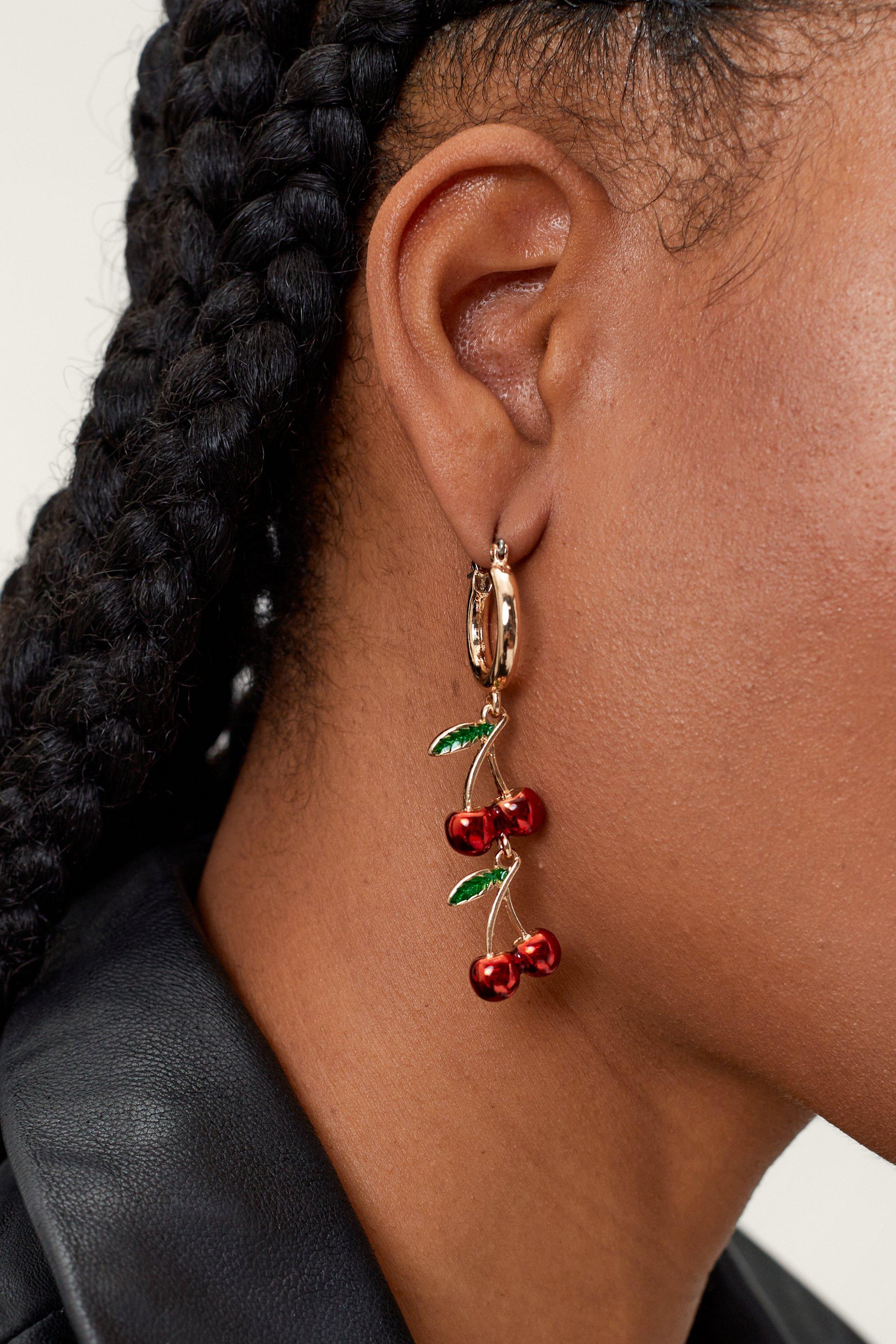 Boucles D'Oreilles Cerise - Métallique - One Size, Métallique