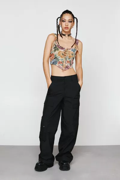Puddle Wide Leg Pocket Nylon Cargo Pants