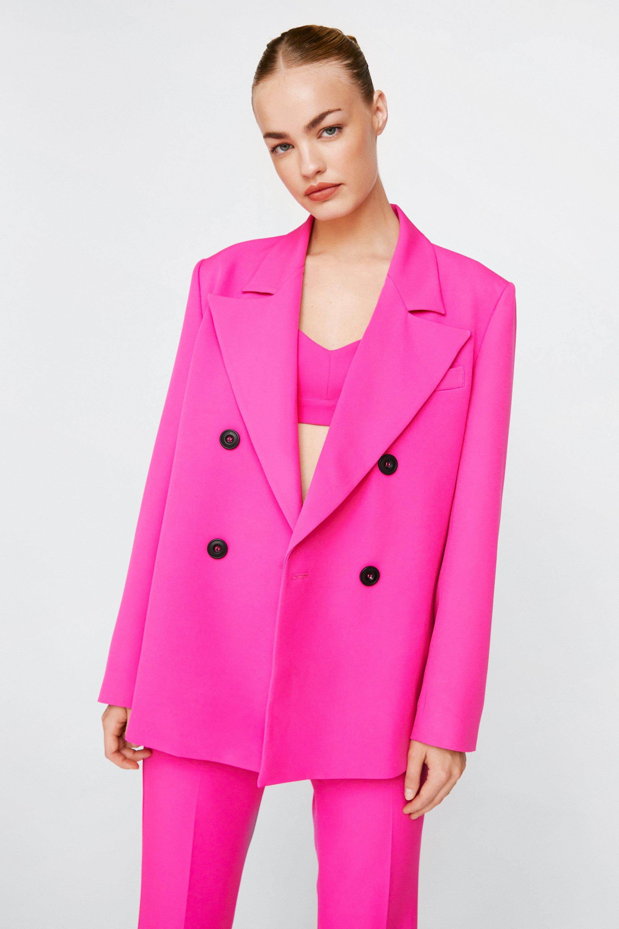 Tailored Double Breasted Blazer - Rose - 4, Rose
