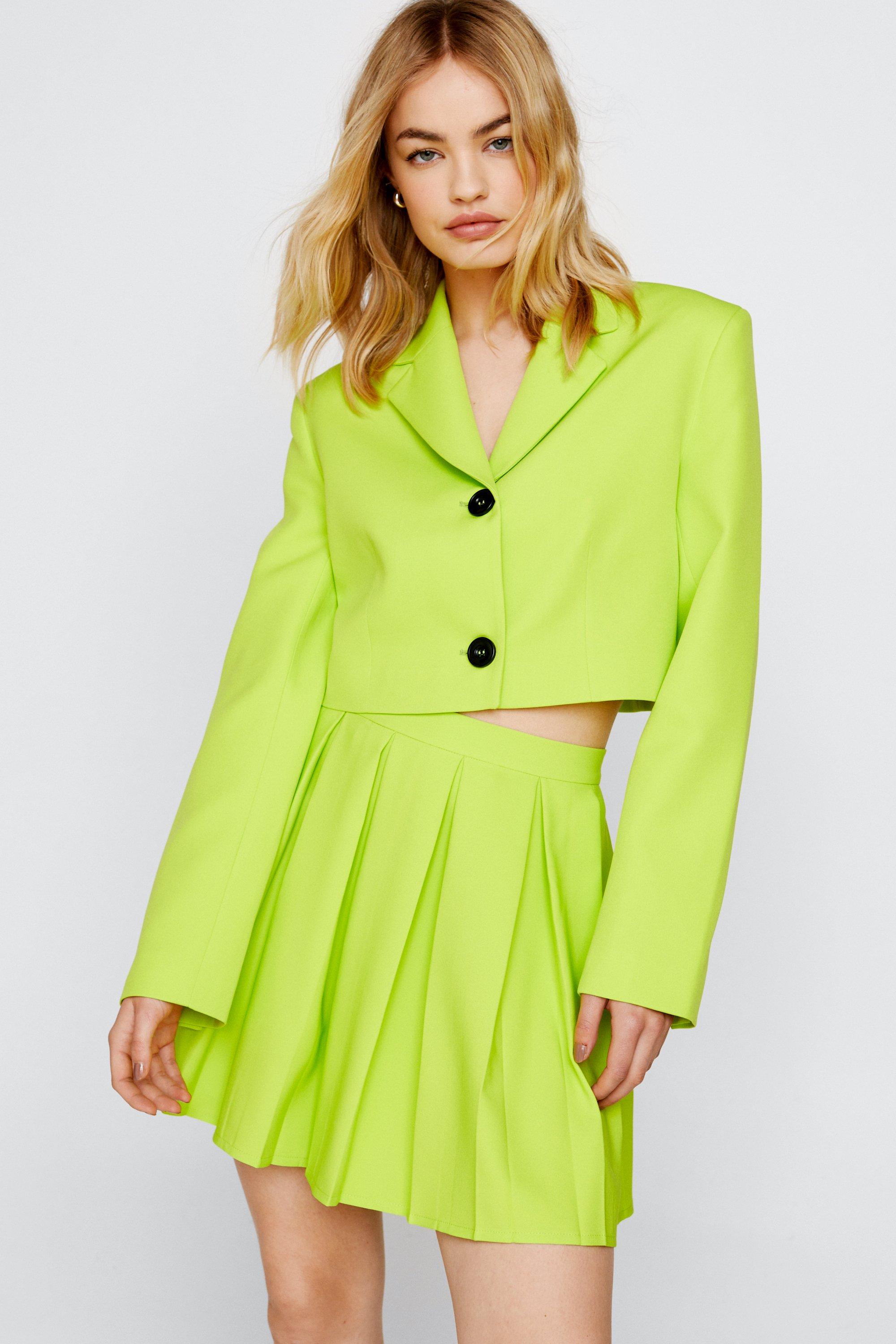 Veste De Costume Courte Et Ajustée - Vert - 32, Vert