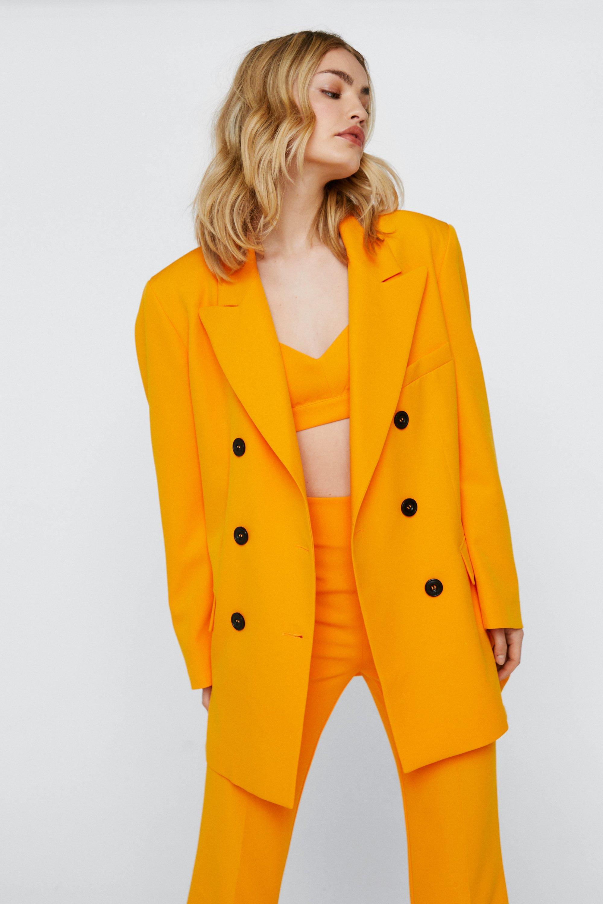 Veste De Tailleur Oversize À Double Boutonnage - Orange - 32, Orange