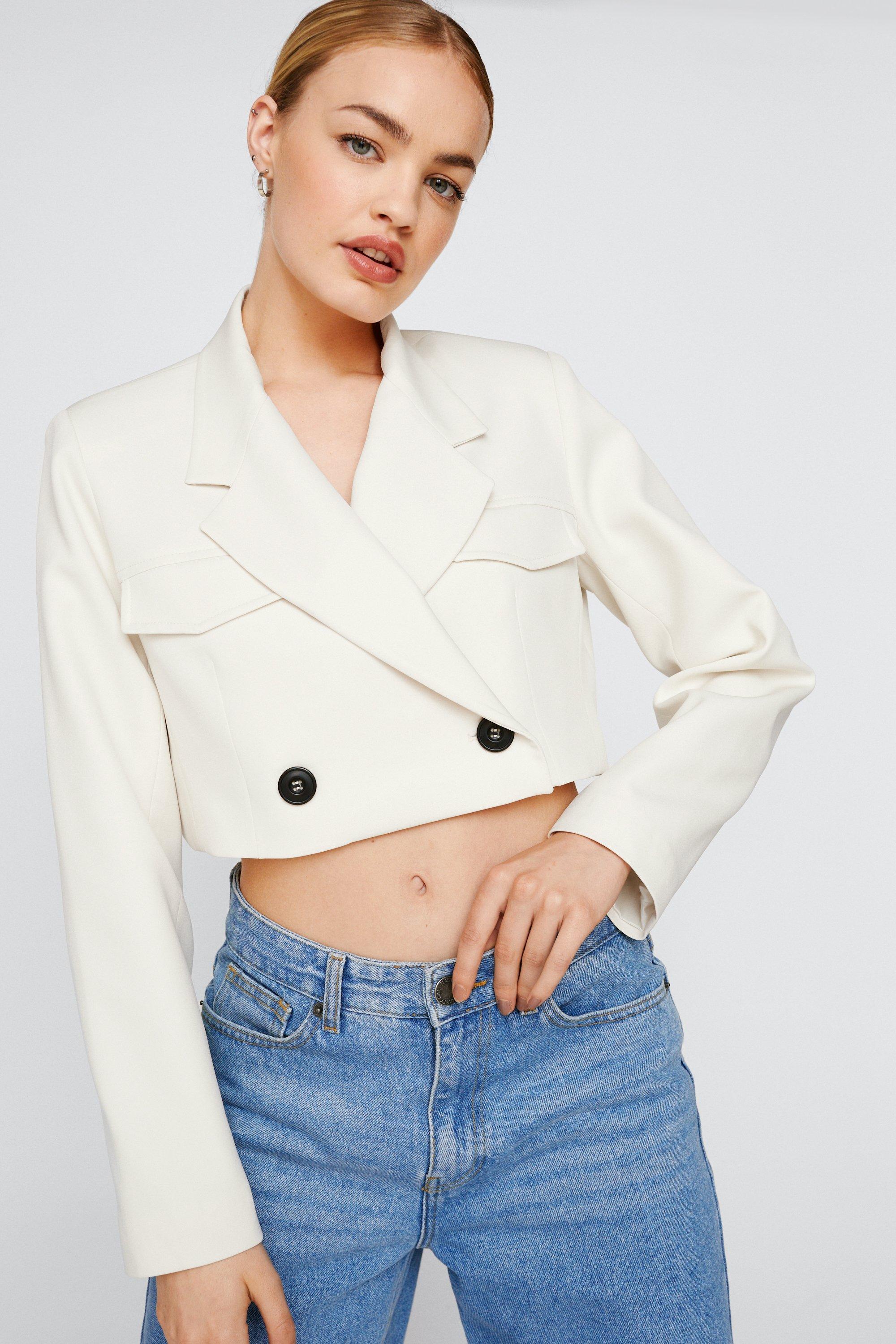 Blazer Ajusté Croisé À Double Boutonnage - Blanc - 32, Blanc