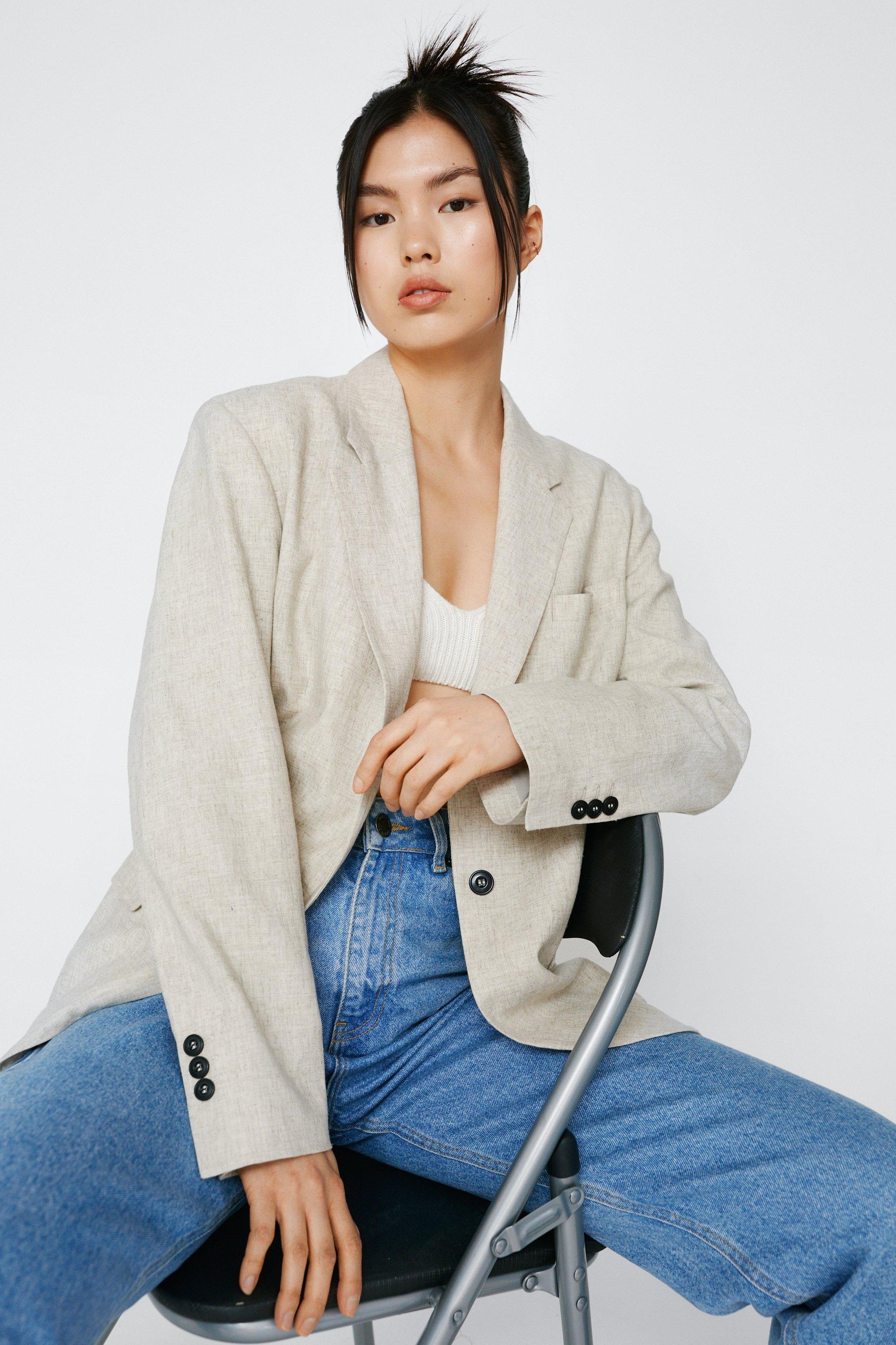 Blazer Texturé En Lin - Crème - 34, Crème