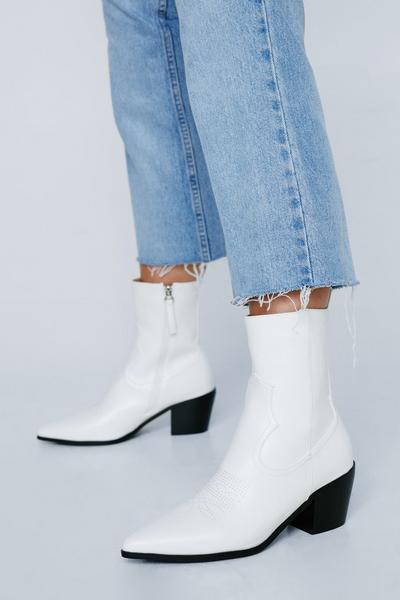 Faux Leather Western Ankle Boot