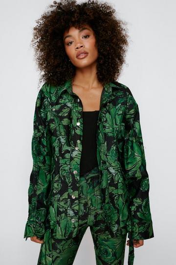 Acid Floral Print Oversized Denim Jacket