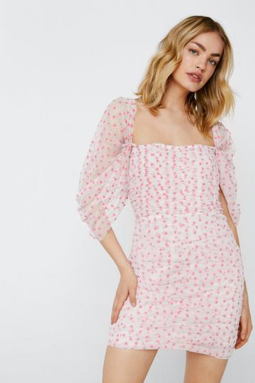 Recycled Tulle Heart Print Mini Dress