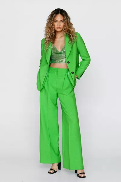 High Waisted Wide Leg Tailored Pants