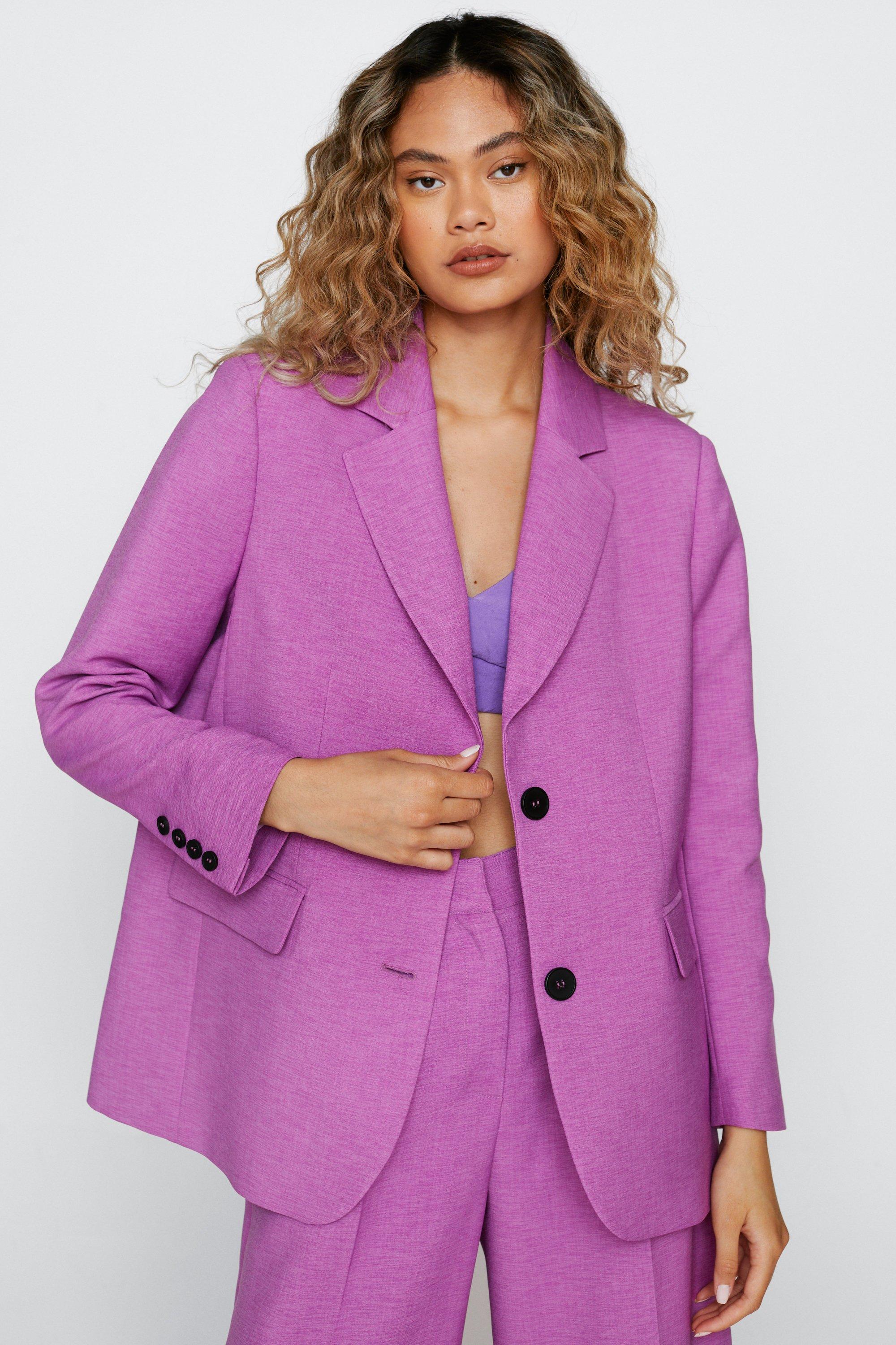 Veste De Tailleur Texturée - Violet - 32, Violet