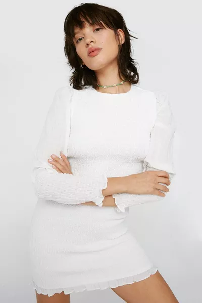 Petite Shirred Bodycon Mini Dress