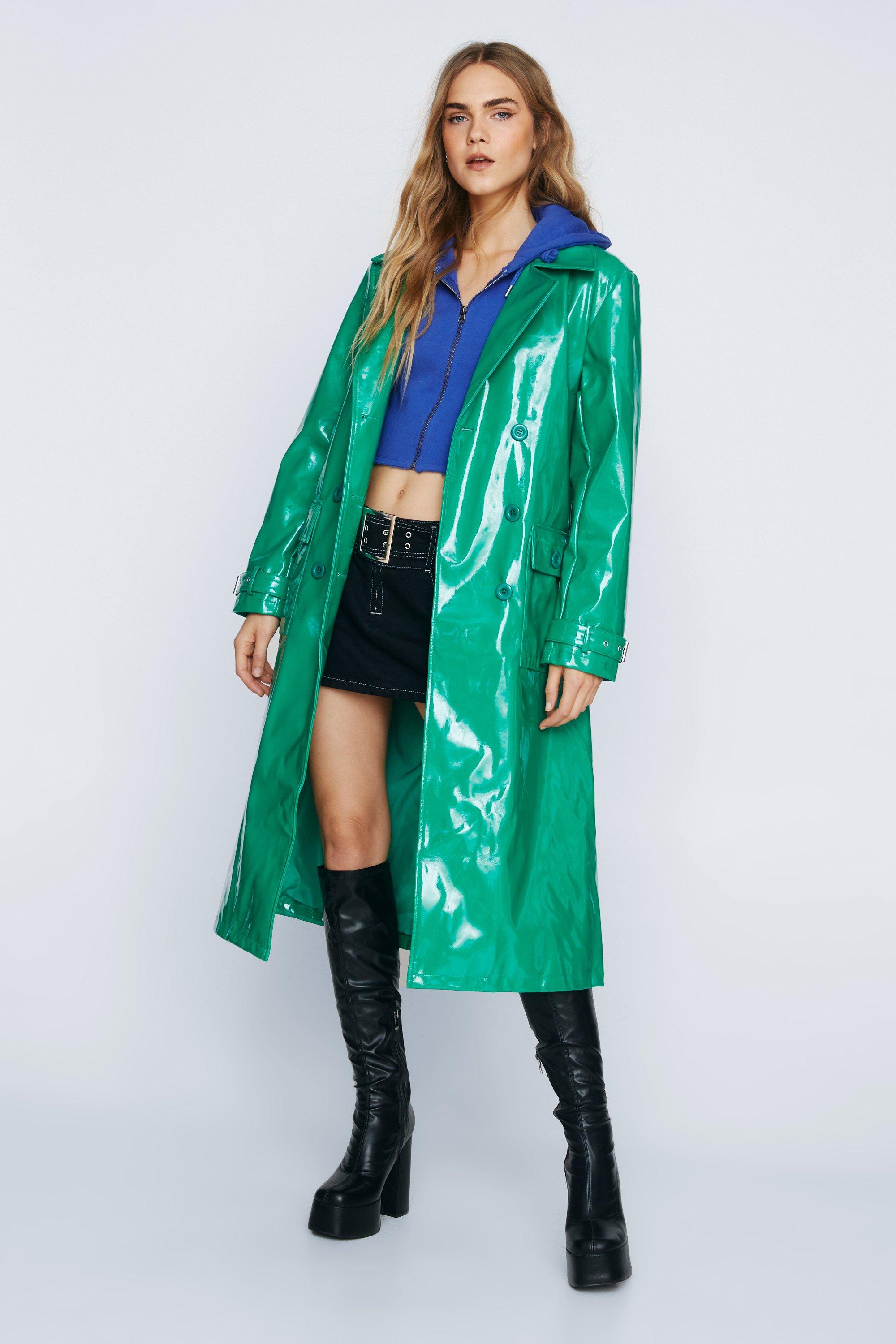 Trench En Vinyle - Vert - 38 - Nasty Gal - Modalova
