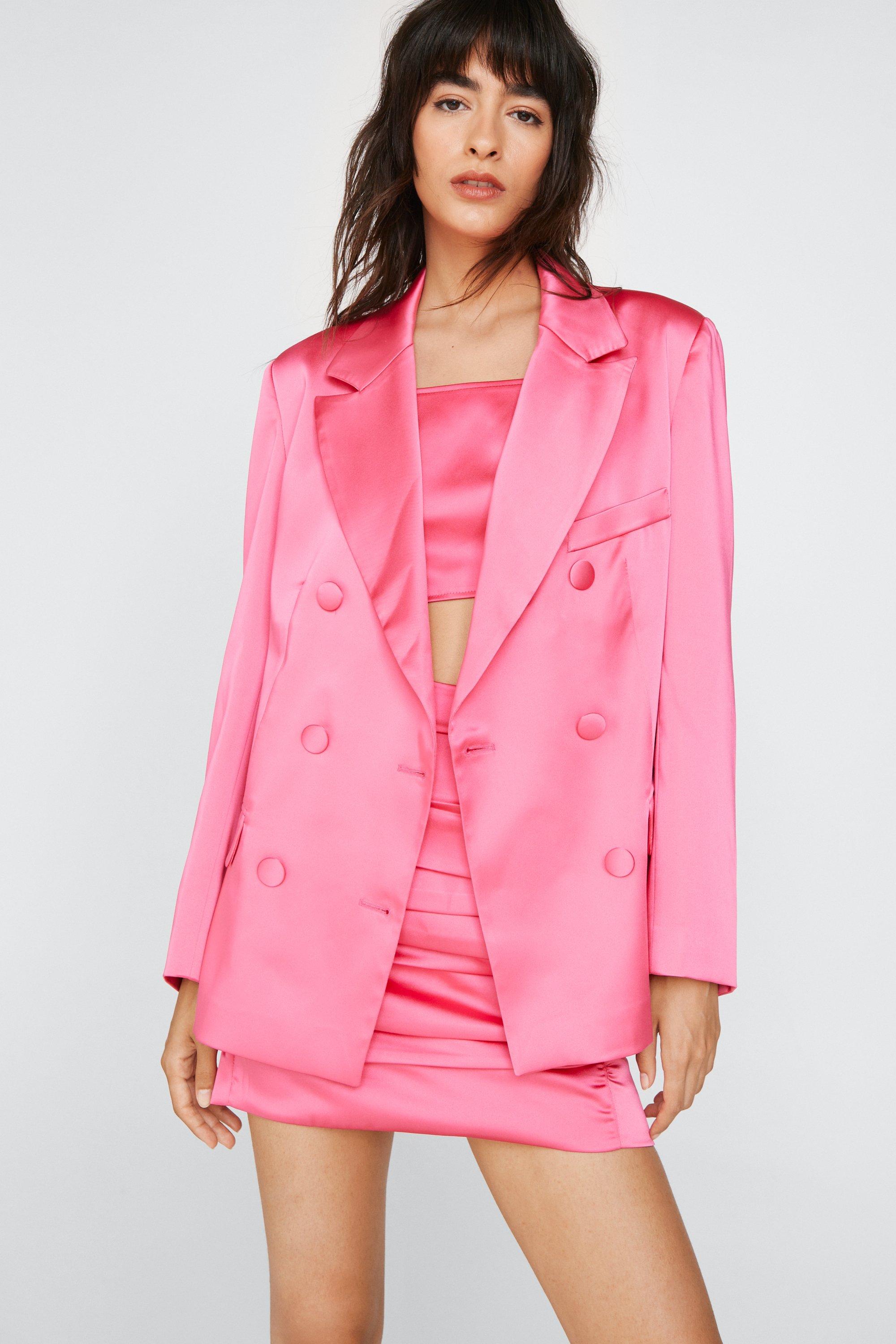 Veste De Costume Satinée En Tissu De Qualité Supérieure - Rose - 32, Rose