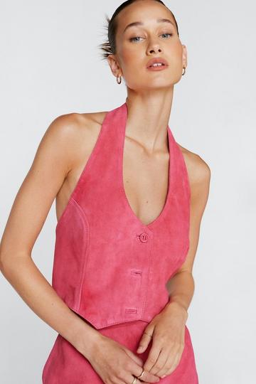 Real Suede Halterneck Waistcoat