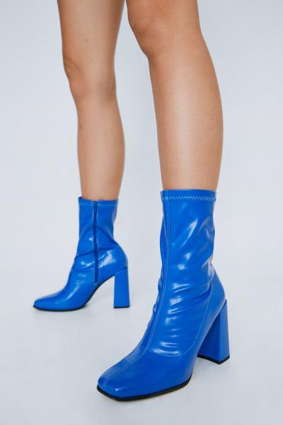 Faux Leather Ankle Sock Boots