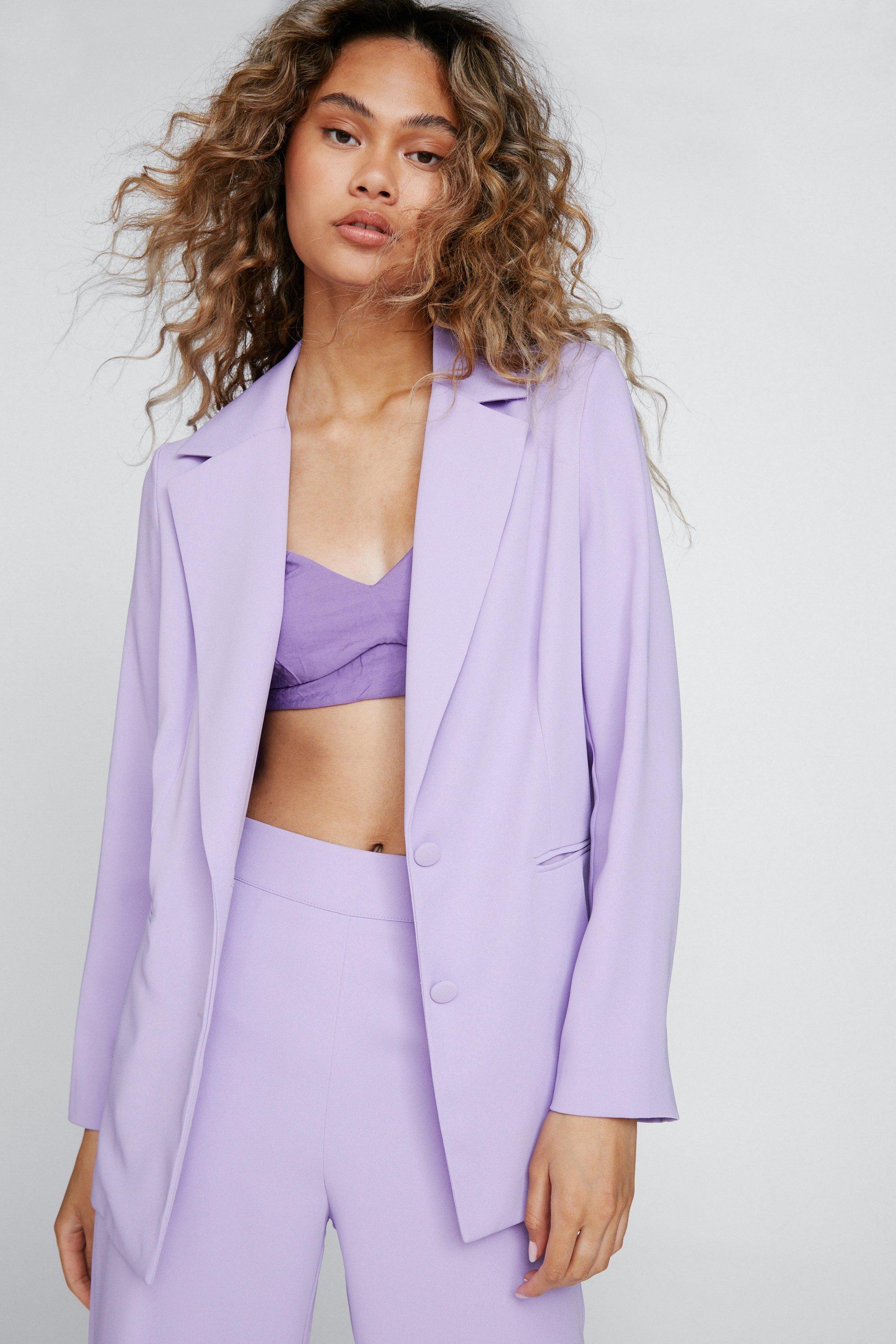 Blazer Cintré À Boutonnage Simple - Violet - 32, Violet