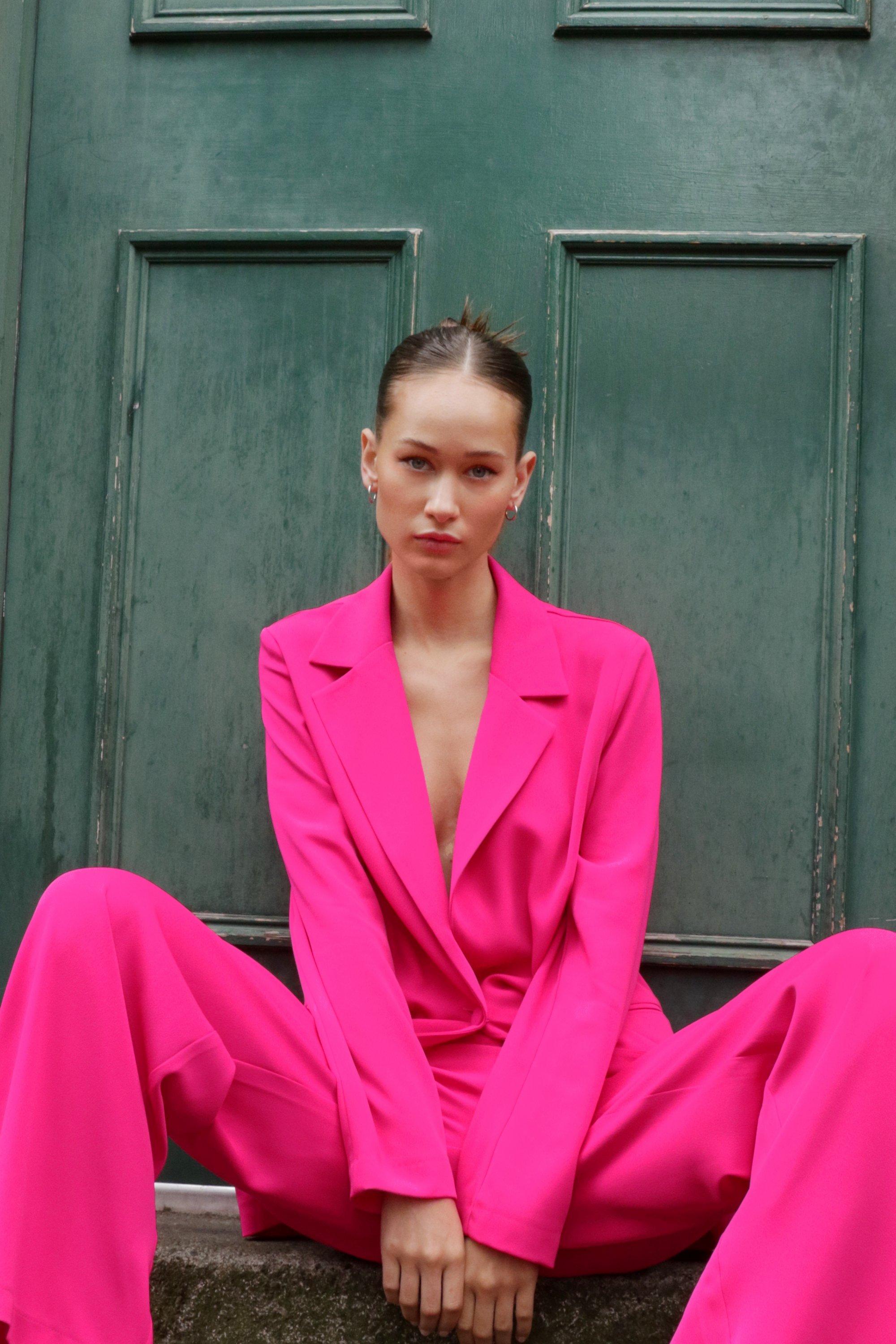 Blazer Cintré À Deux Boutons - Rose - 32, Rose