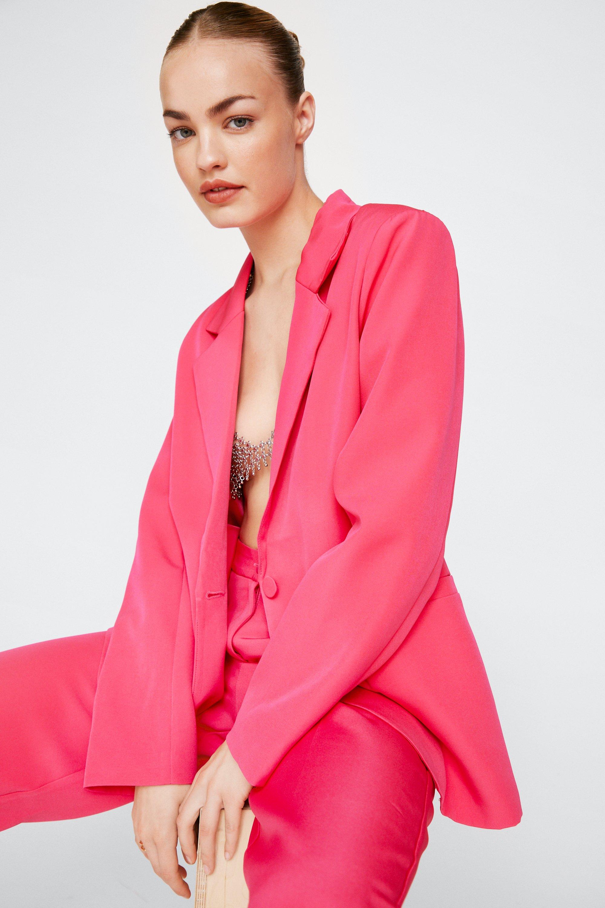 Blazer Croisé En Tissu Premium - Rose - S, Rose