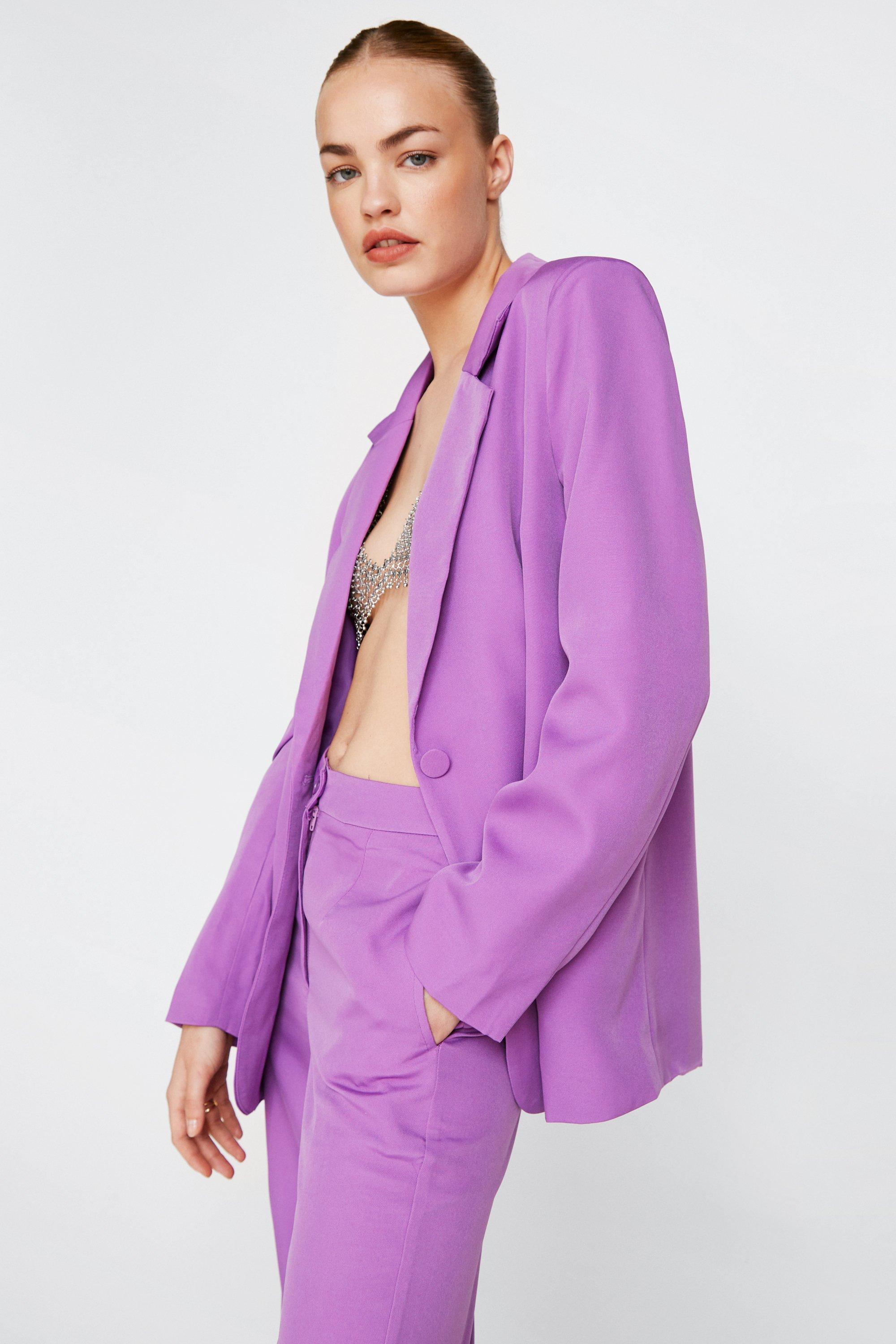 Blazer Croisé En Tissu Premium - Violet - S, Violet