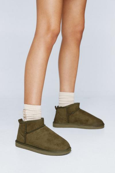 Faux Suede Ankle Slipper Boot