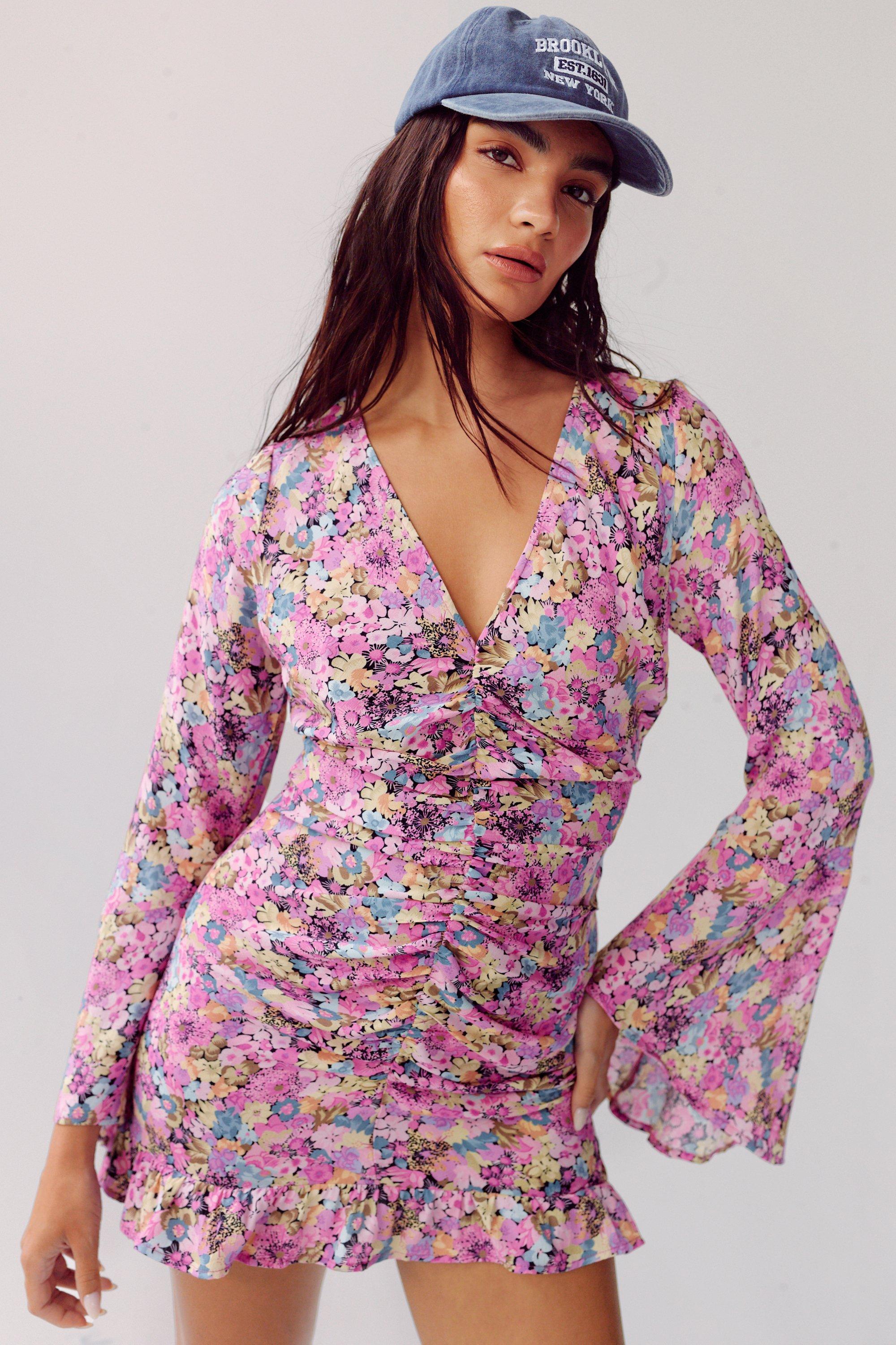 Mini Dressing Gown Fleurie À Col V - 36 - Nasty Gal - Modalova