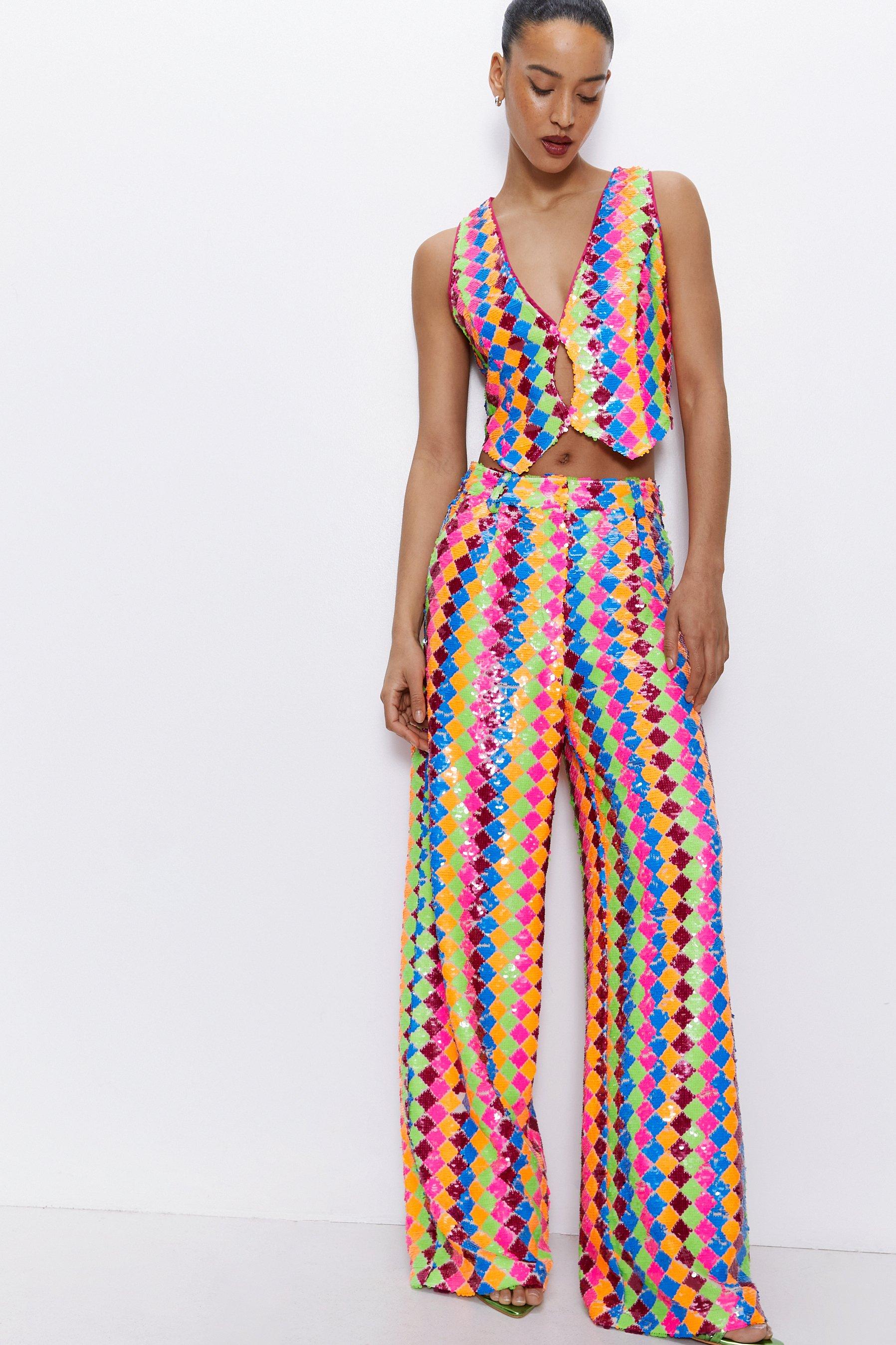 Pantalon Large En Sequins - 38 - Nasty Gal - Modalova