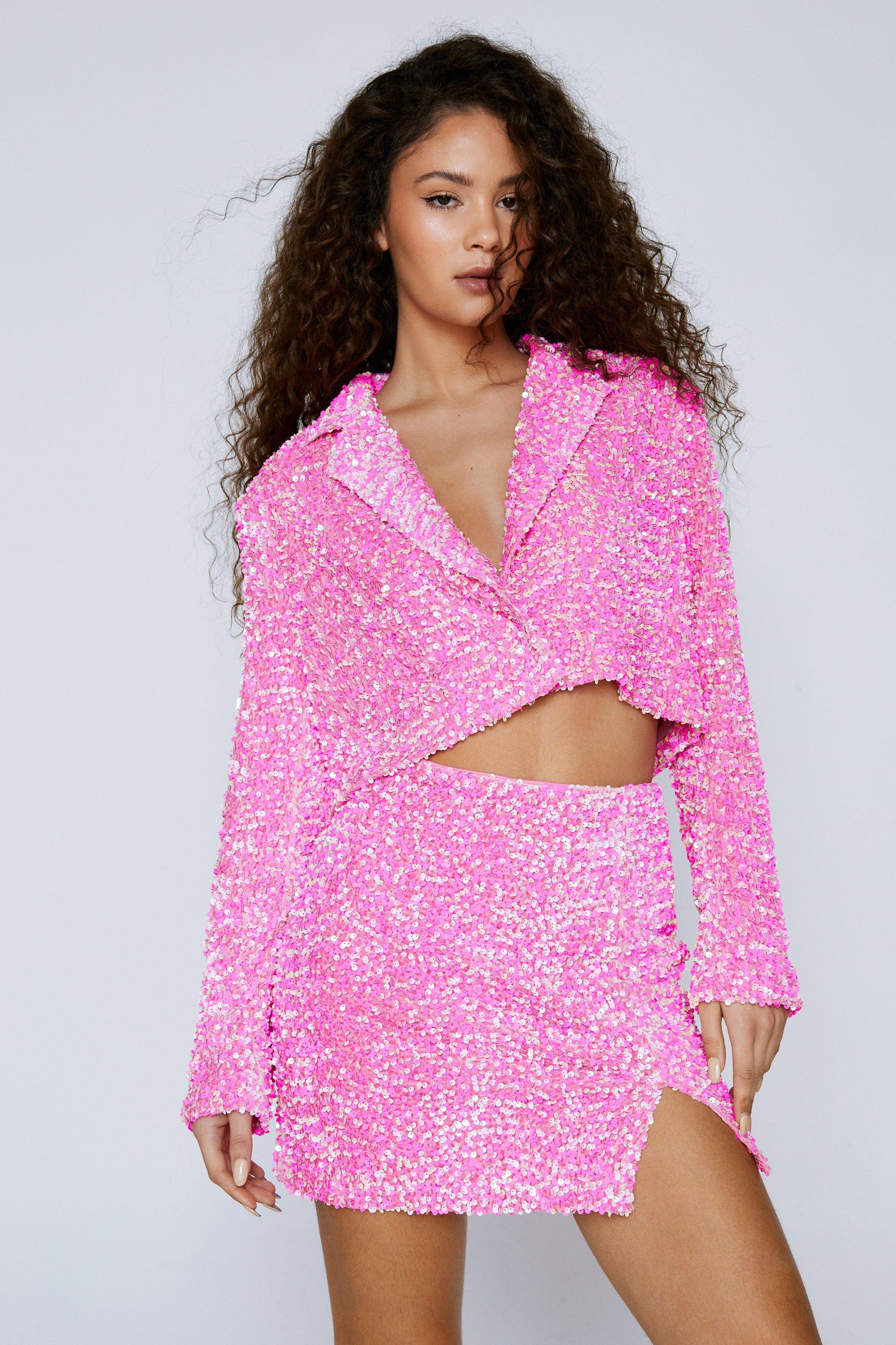Blazer Court En Velours À Sequins Premium - 36 - Nasty Gal - Modalova