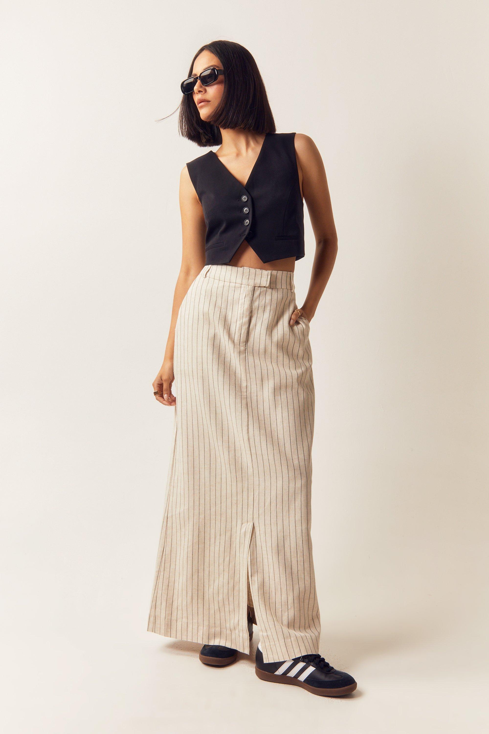 Jupe Longue En Lin Premium - 46 - Nasty Gal - Modalova
