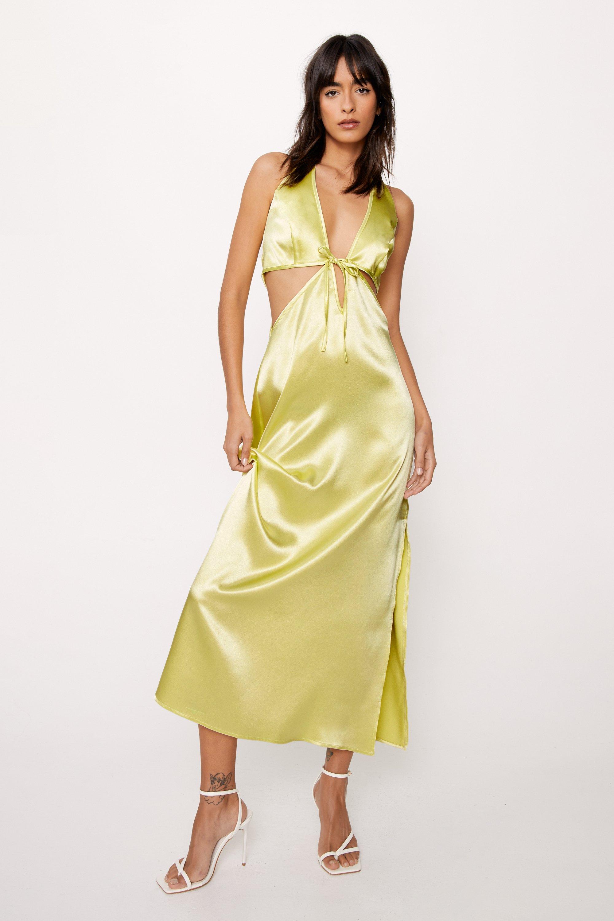 Petite - Dressing Gown Longue Satinée Découpée - 36 - Nasty Gal - Modalova