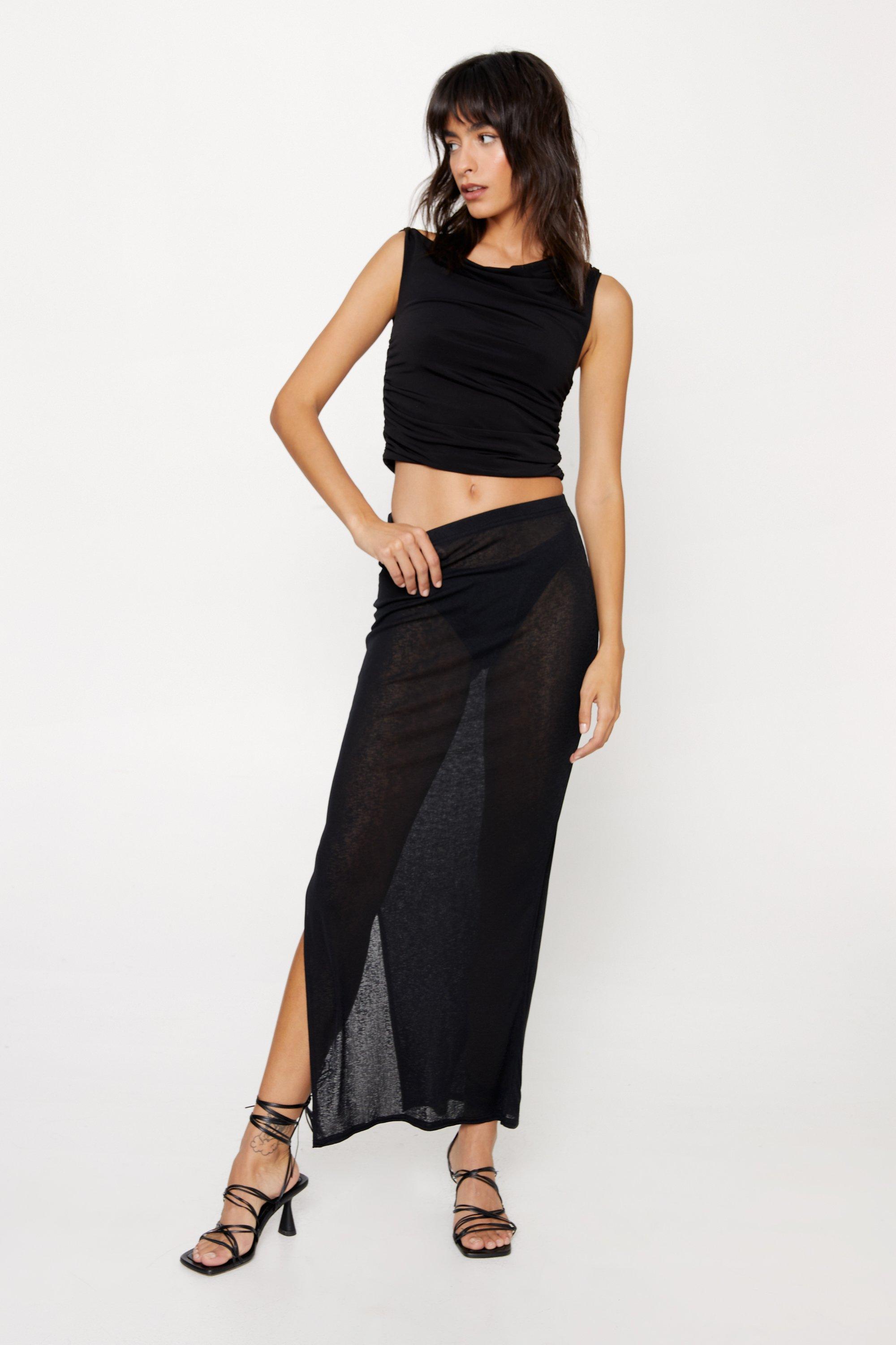Jupe Longue En Mesh - Noir - M - Nasty Gal - Modalova