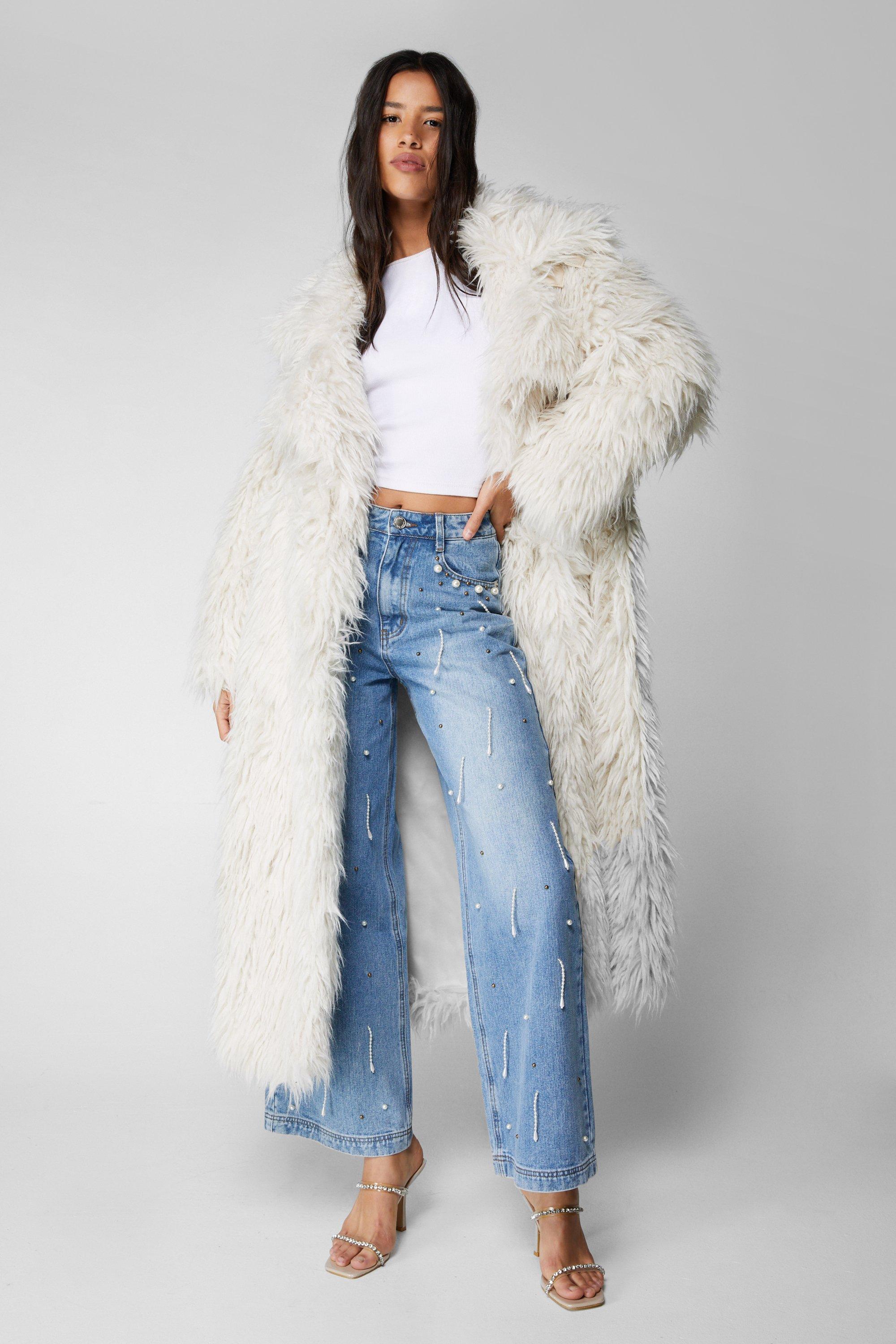 Premium Pearl Embellished Wide Leg Jeans - 38 - Nasty Gal - Modalova