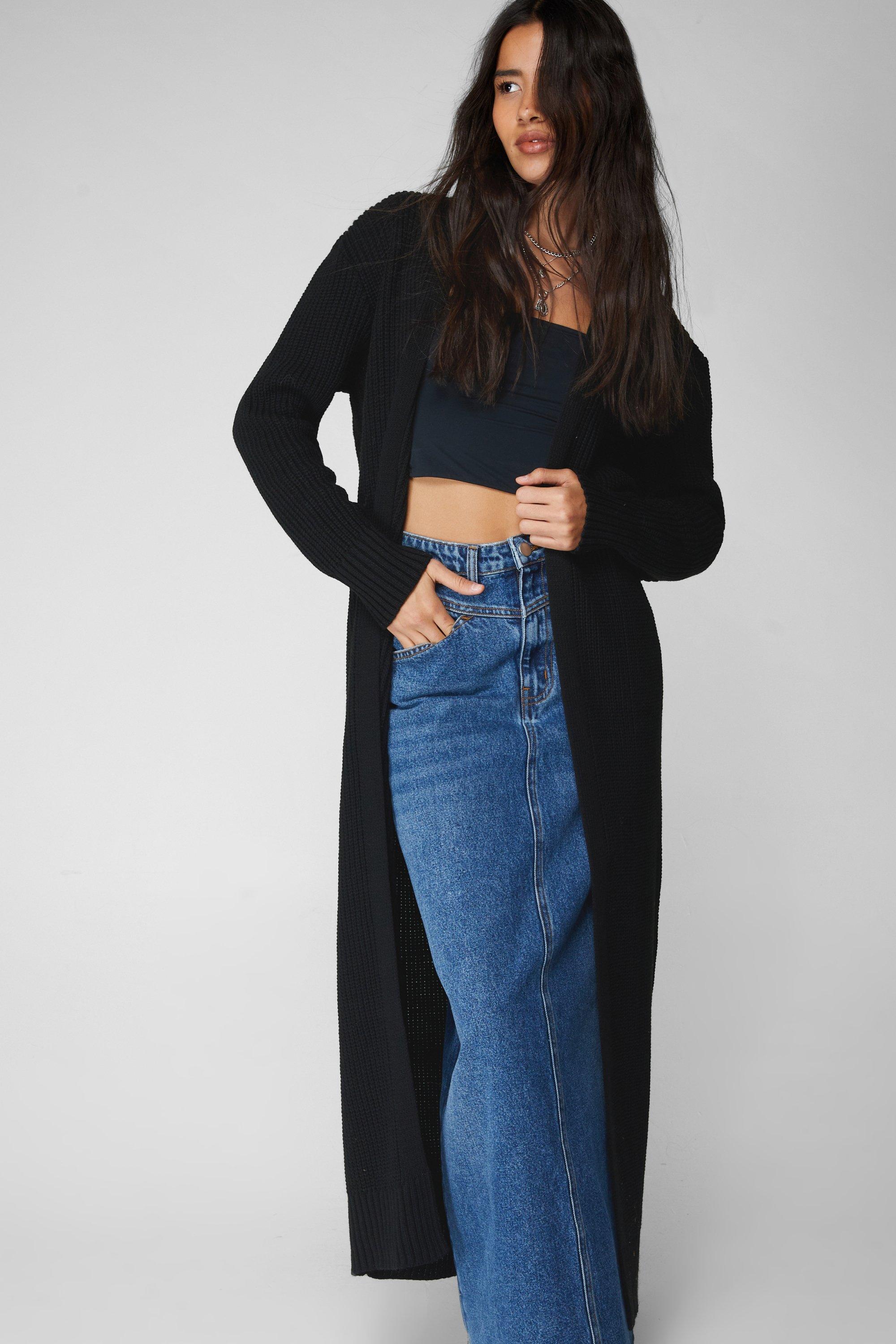 Maxi Knit Cardigan - Noir - L - Nasty Gal - Modalova
