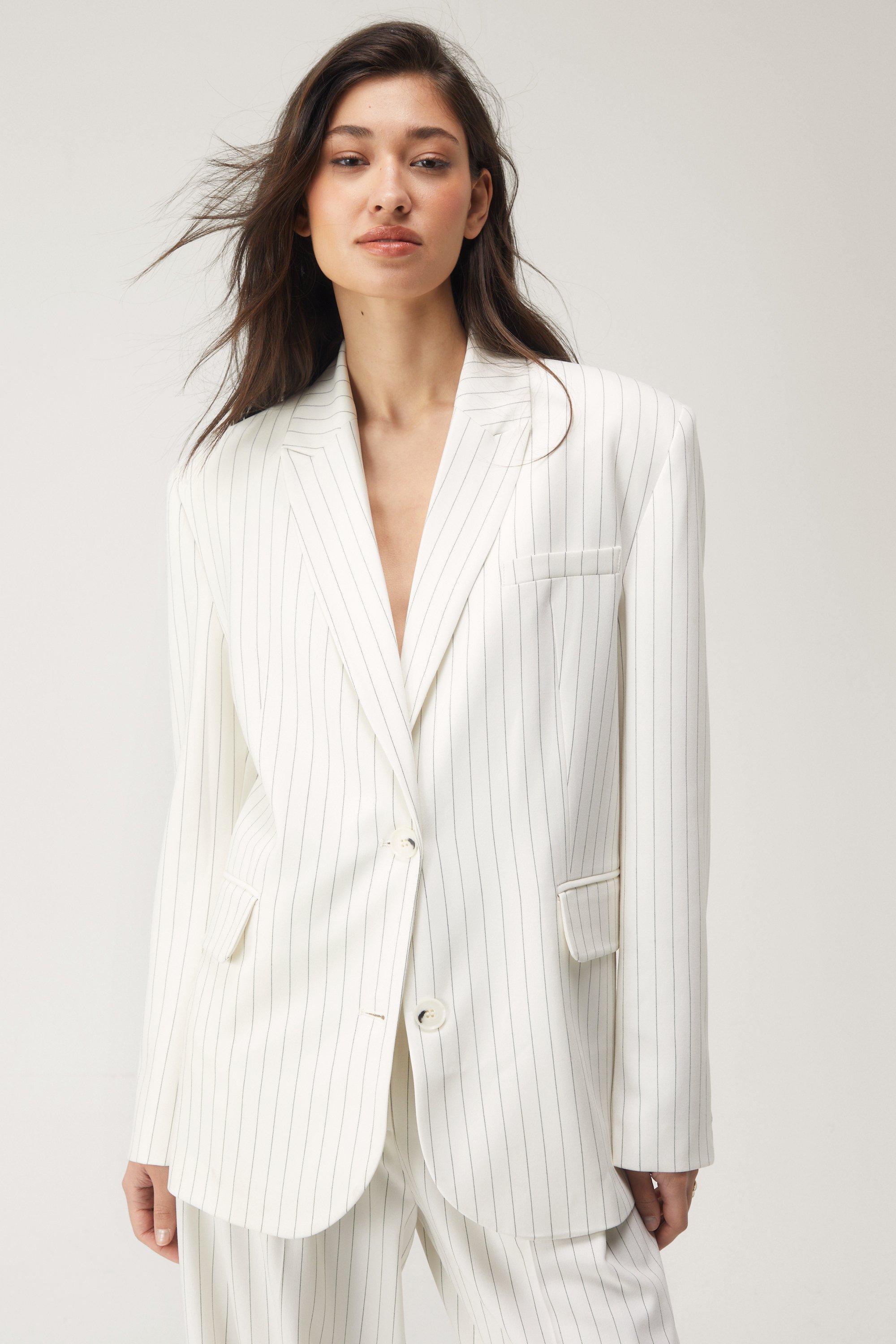 Pinstripe Oversized Blazer - 38 - Nasty Gal - Modalova