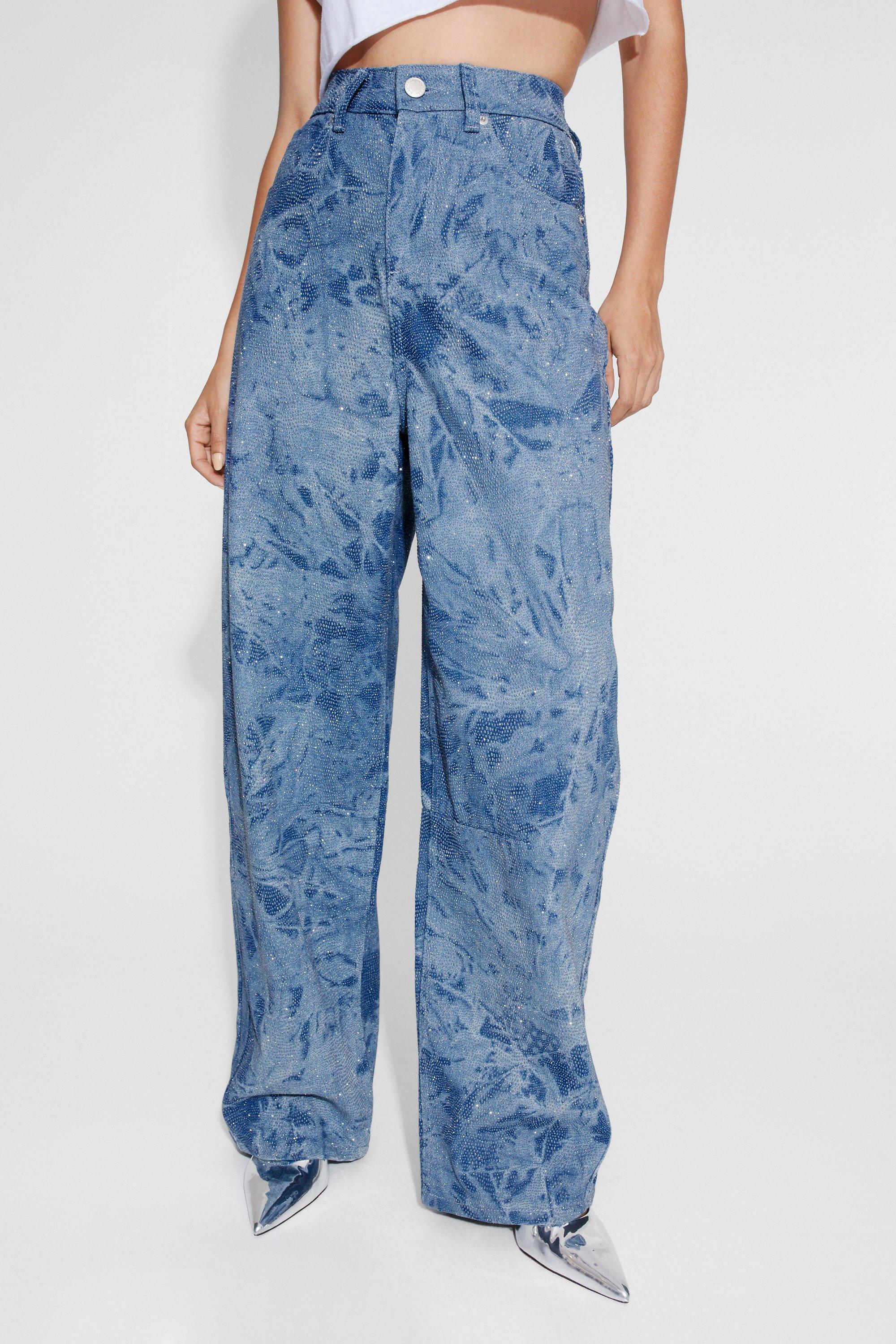 Shimmer Denim Jean - Bleu - 44 - Nasty Gal - Modalova