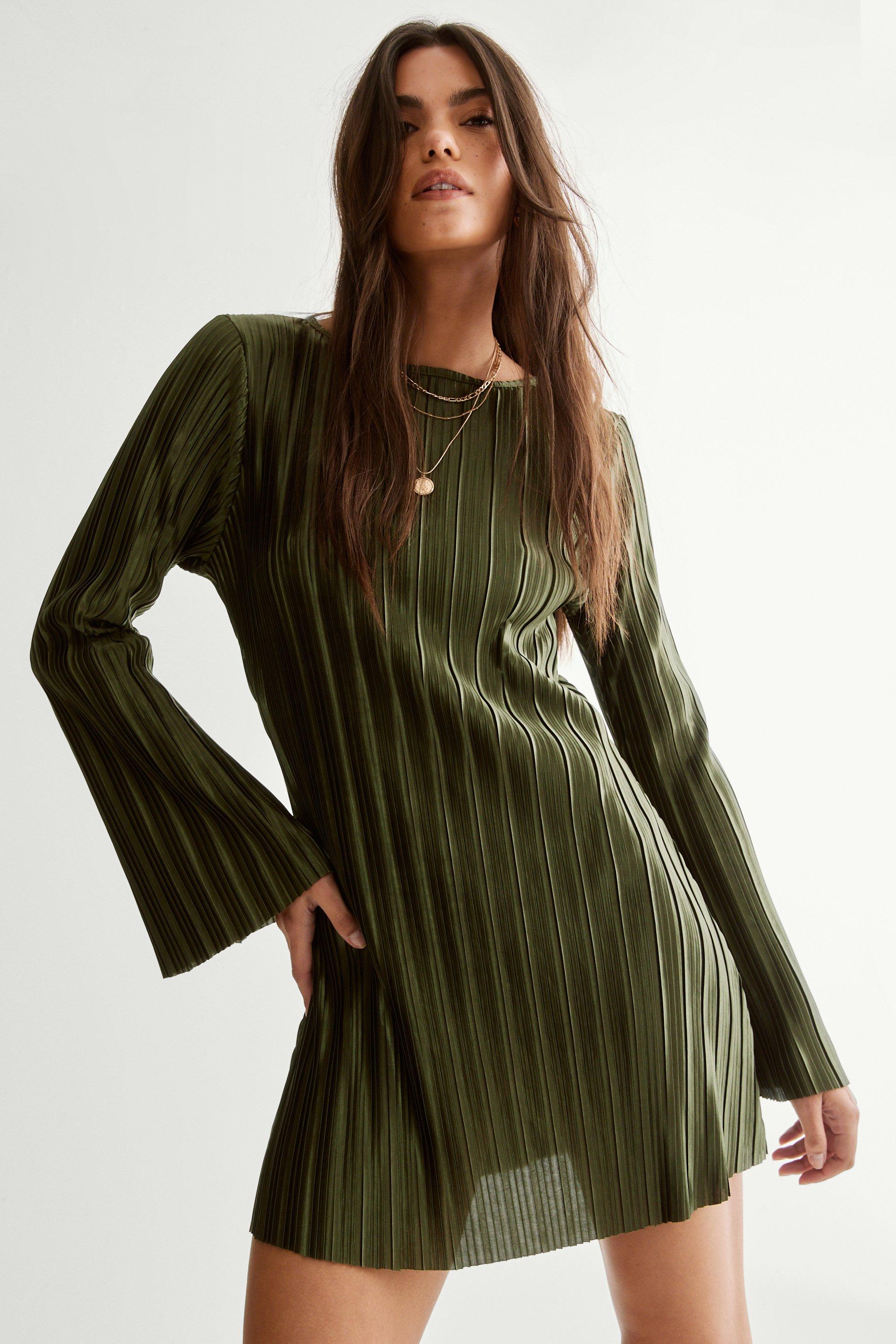 Plisse Tunic Mini Dress - Vert - L - Nasty Gal - Modalova