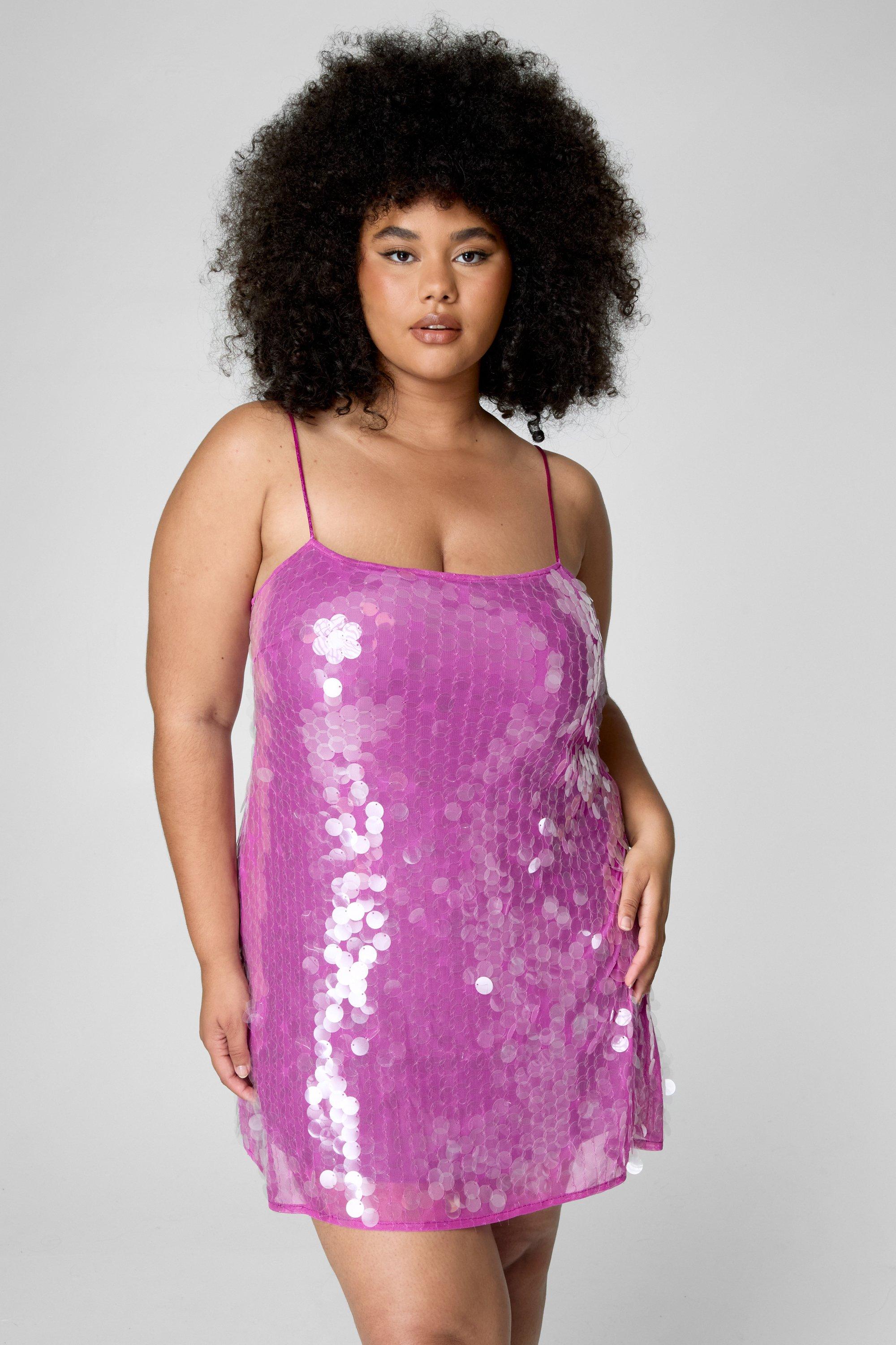 Plus Large Disc Sequin Strappy Mini Dress - 52 - Nasty Gal - Modalova