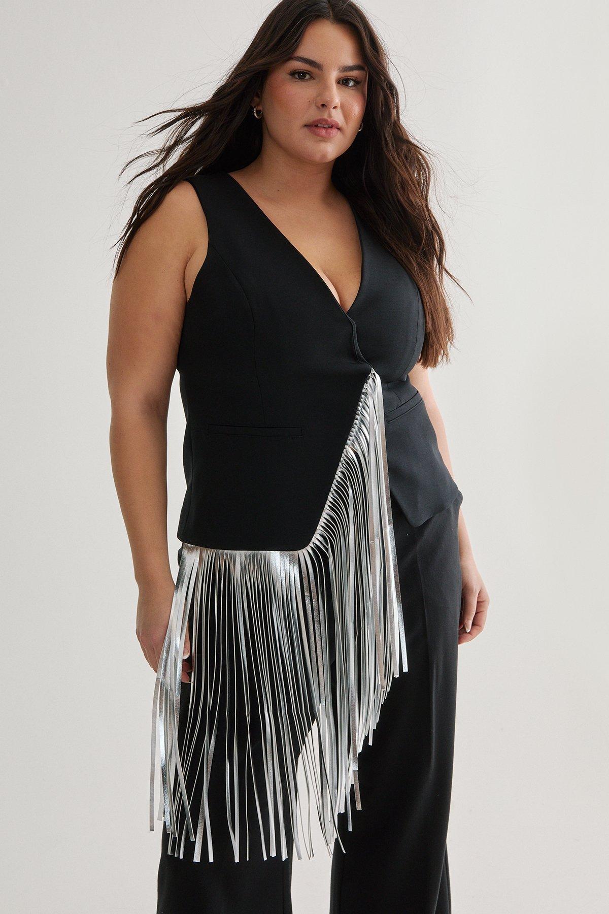 Plus Tailored Fringe Trim Waistcoat - 50 - Nasty Gal - Modalova