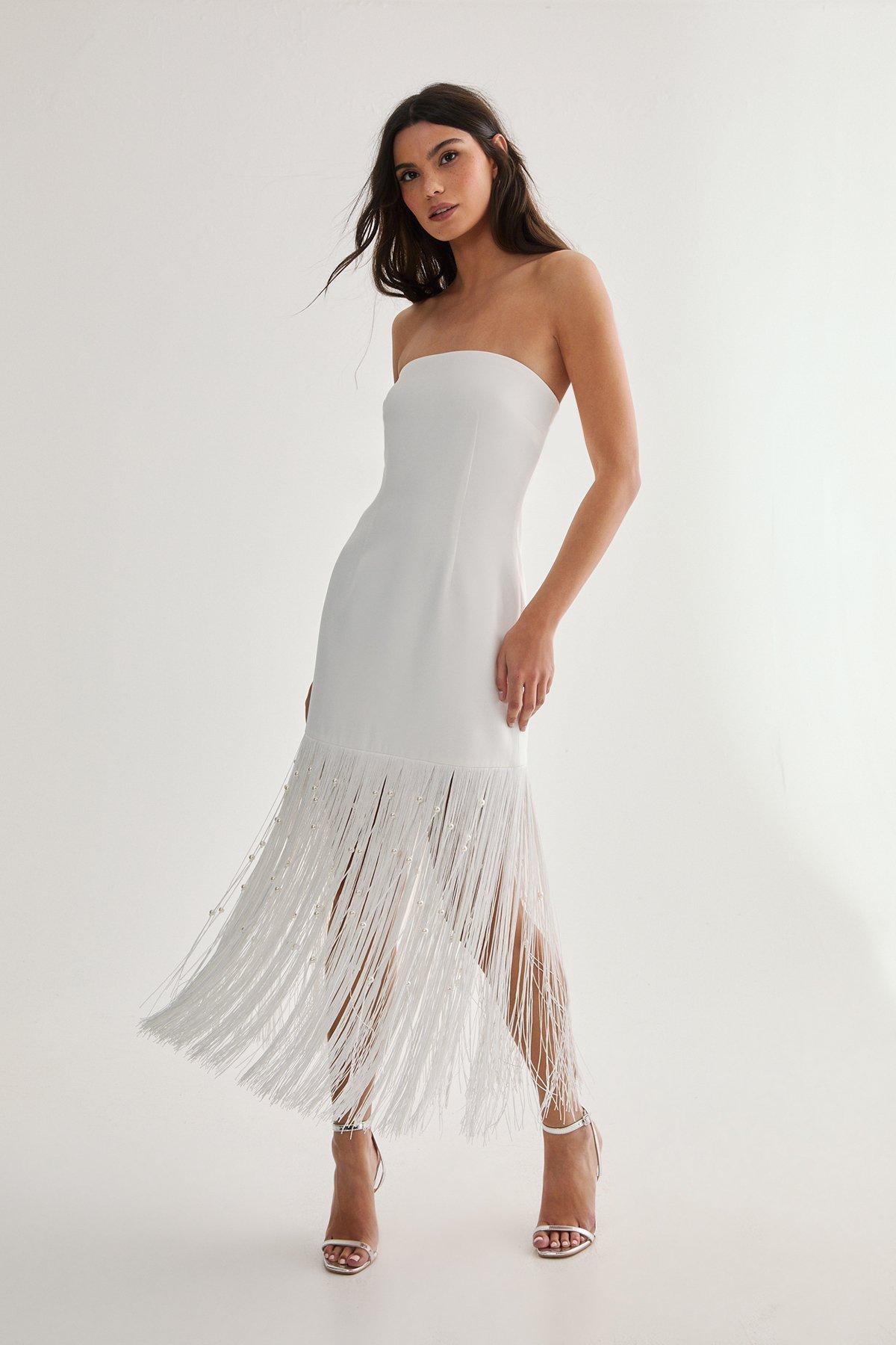 Limited Tailored Pearl Fringe Trim Midi Dress - 34 - Nasty Gal - Modalova