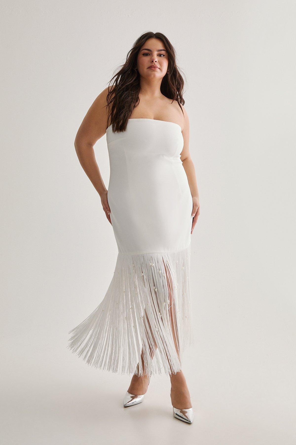 Plus Premium Pearl Fringe Midi Dress - 50 - Nasty Gal - Modalova
