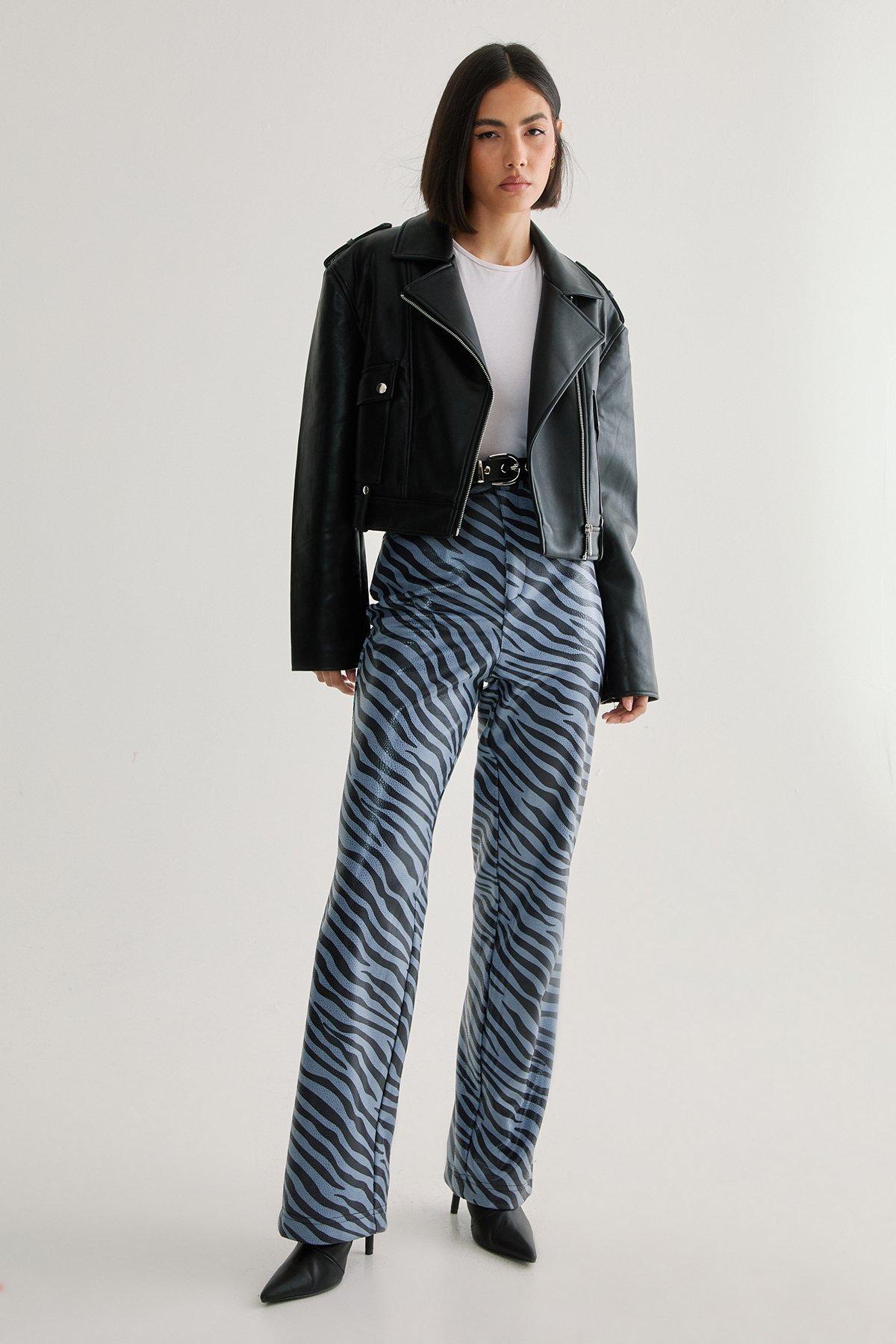 Blue Zebra Faux Leather Pant - 32 - Nasty Gal - Modalova