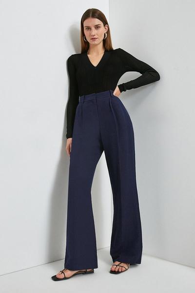 Navy Wide Leg Suspender Pants – Modern Millie