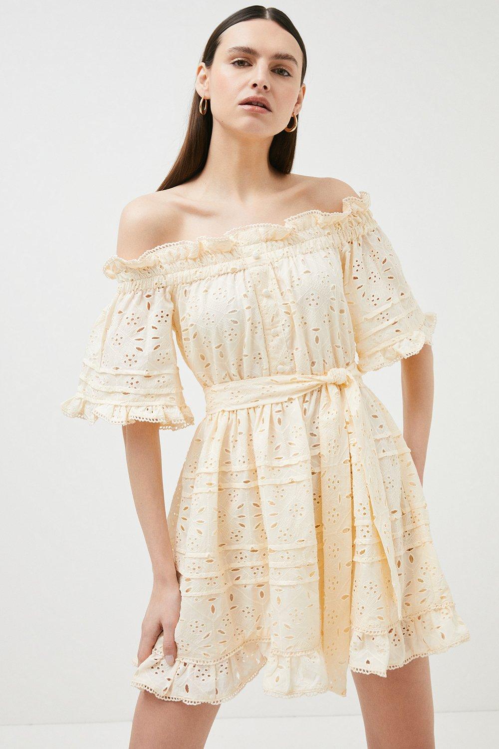 bardot broderie dress