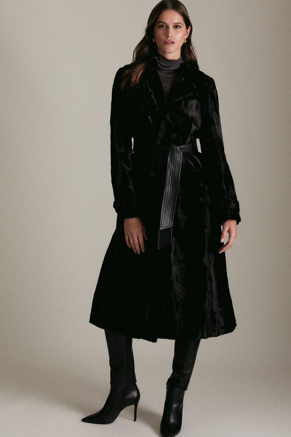 Signature Ponyskin Wrap Coat Karen Millen